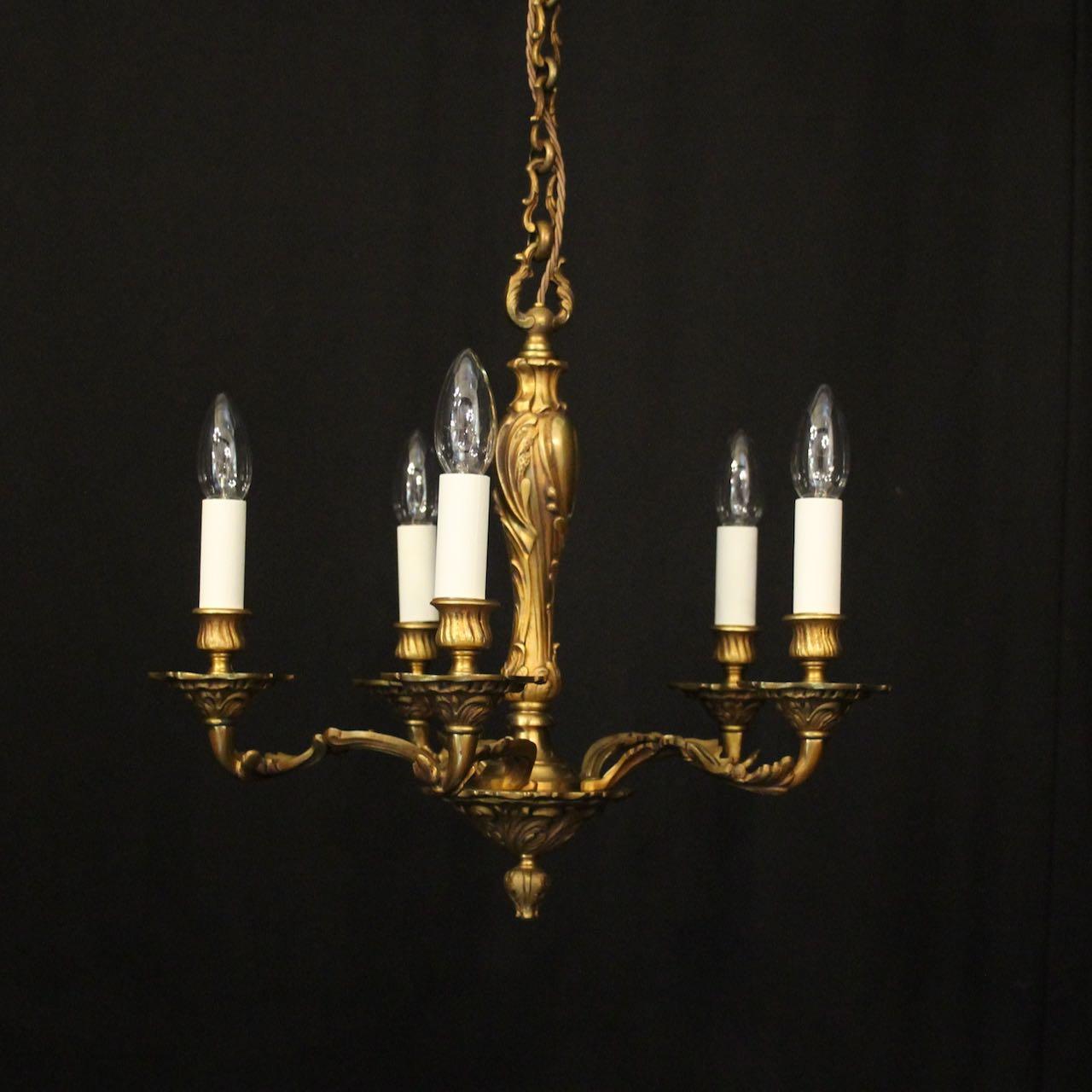French Gilded Bronze 6 Light Antique Chandelier (1 of 10)