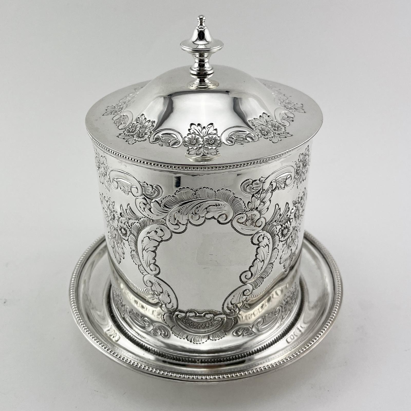 Victorian Silver Plated Cylindrical Biscuit or Trinket Box (1 of 7) Victorian Silver Plated Cylindrical Biscuit or Trinket Box (1 of 7)