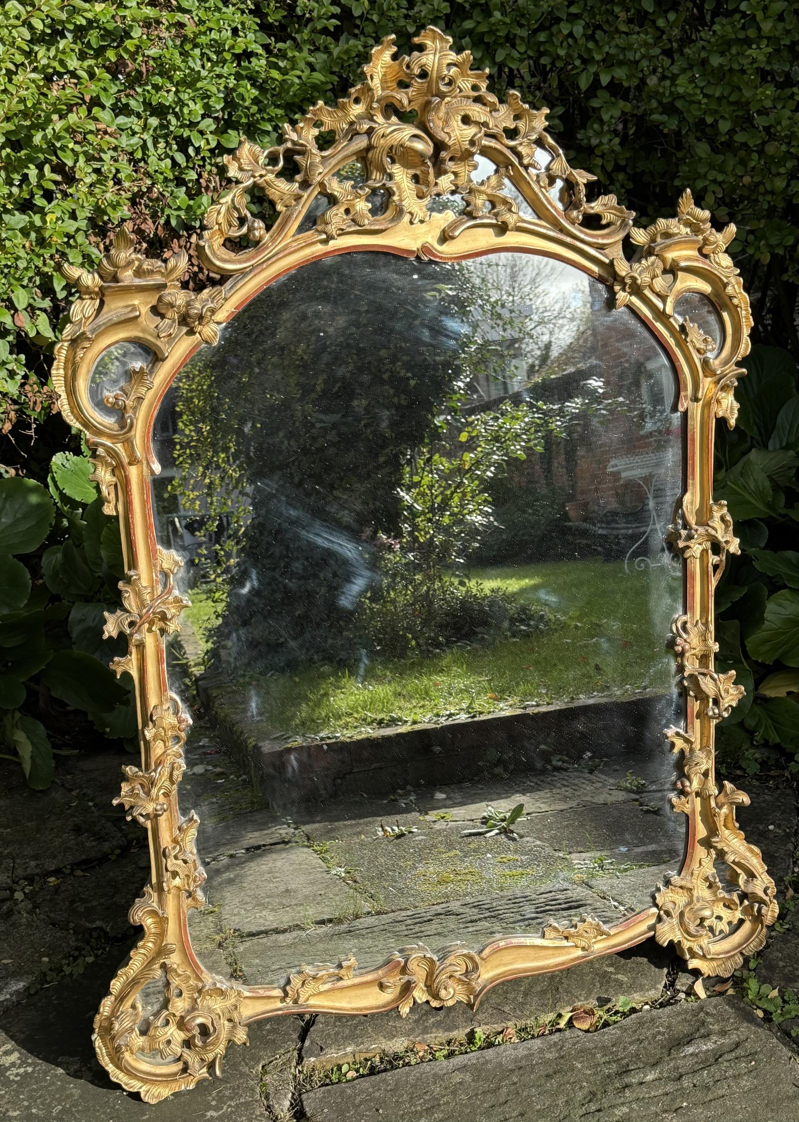 18th Century  Carved Giltwood Rococo Mirror (1 of 7)