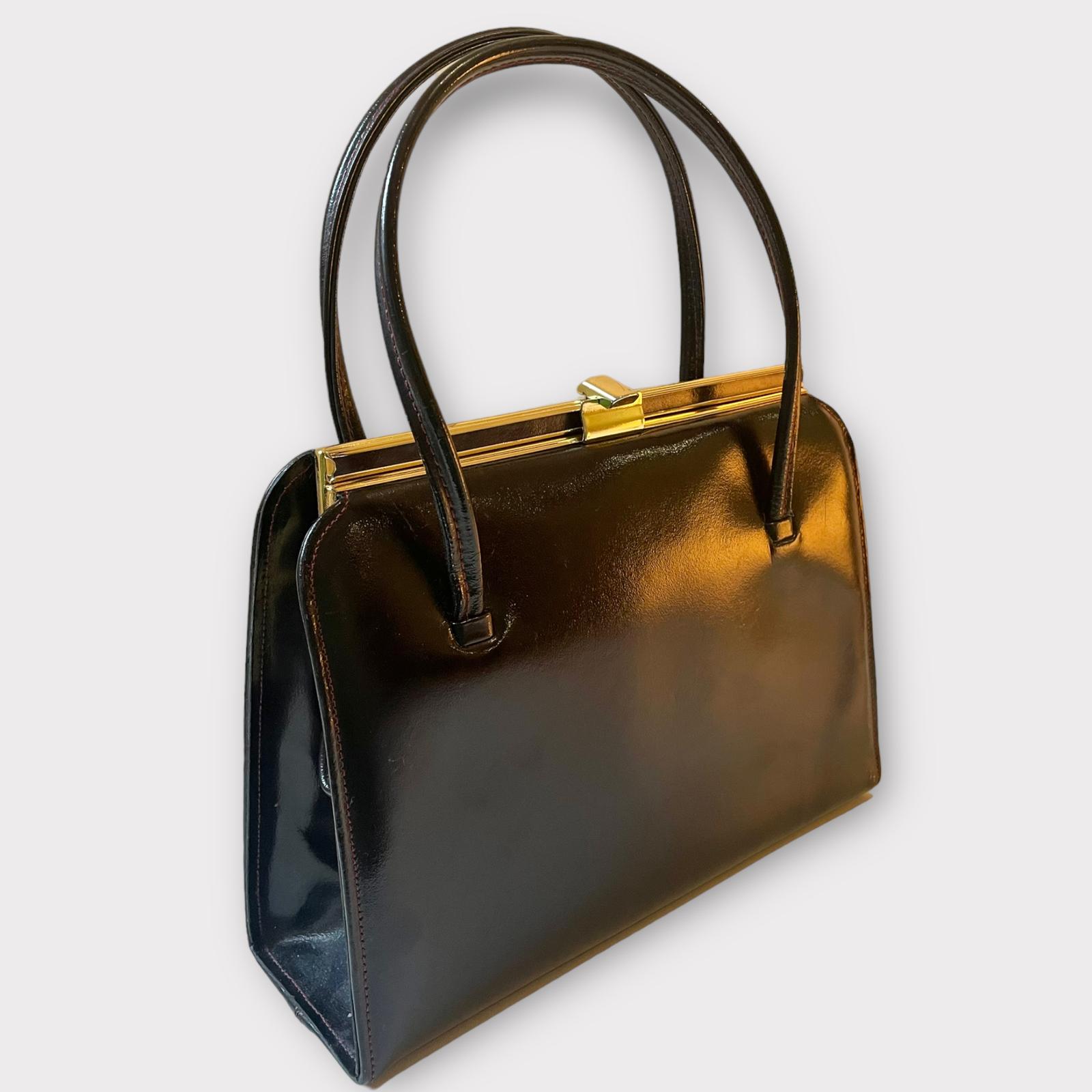 Stunning Black Leather 1950s / 1960s Handbag by Nil Simile (1 of 10)