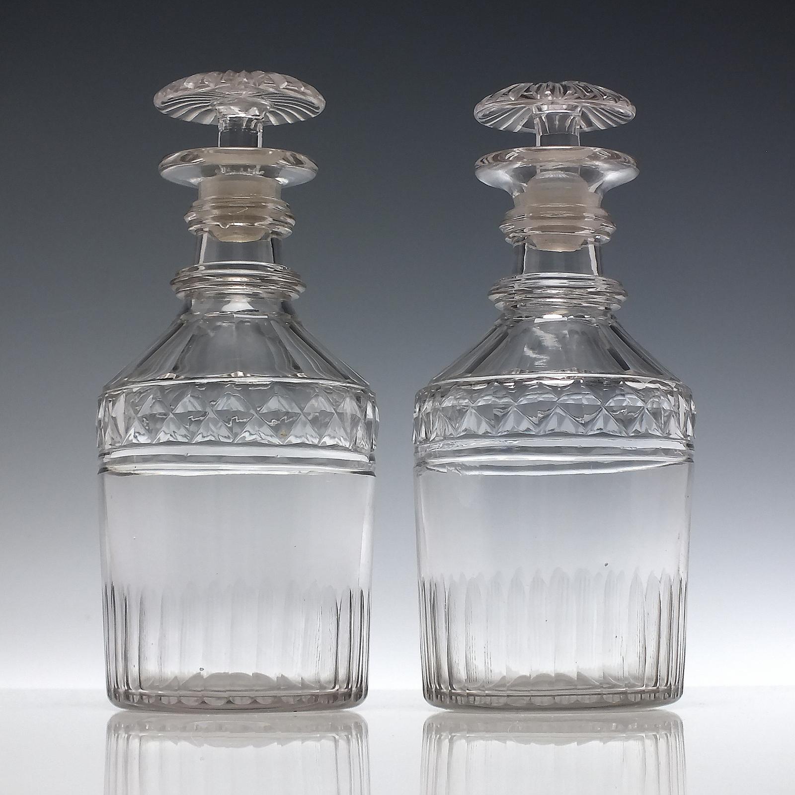 Pair of 19th Century English Glass Spirit Decanters c.1830 (1 of 6)