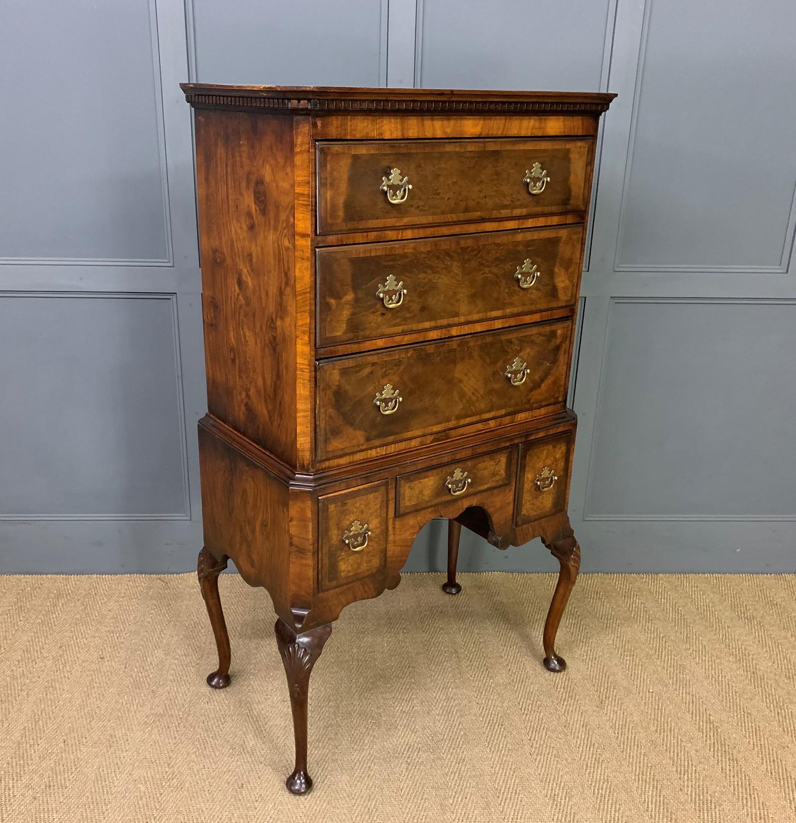 Good Burr Walnut Chest on Stand or Tallboy (1 of 12) Good Burr Walnut Chest on Stand or Tallboy (1 of 12)