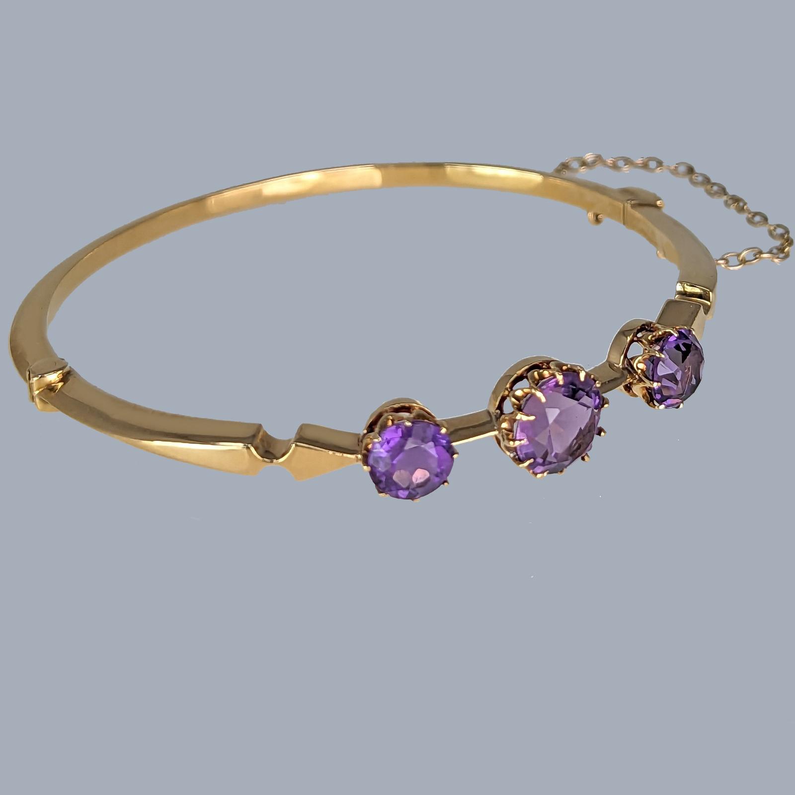 Antique Victorian Amethyst Bangle 18ct Gold Circa 1890 Vintage Bracelet (1 of 8)