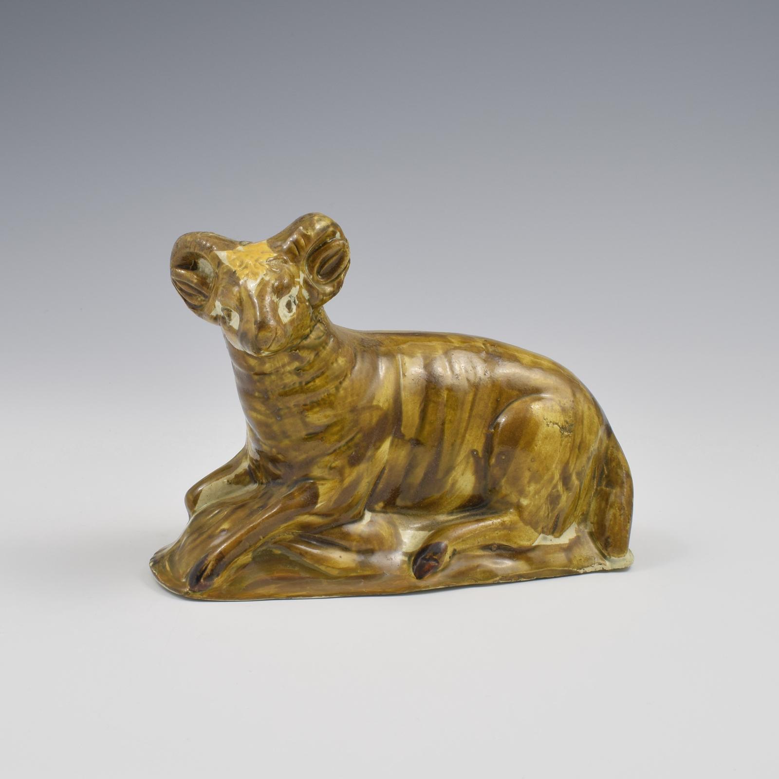 Georgian Prattware Pottery Figure of Ram c.1800 (1 of 10)