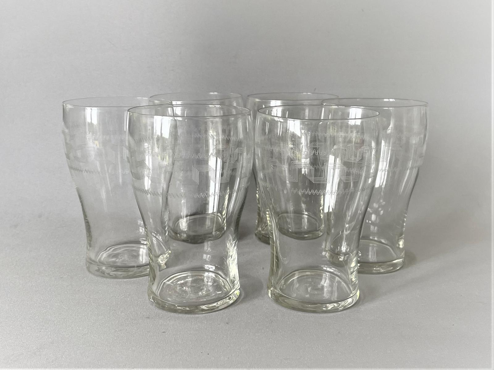 Set of 6 Edwardian Greek Key Etched Lemonade/water Glasses (1 of 4) Set of 6 Edwardian Greek Key Etched Lemonade/water Glasses (1 of 4)