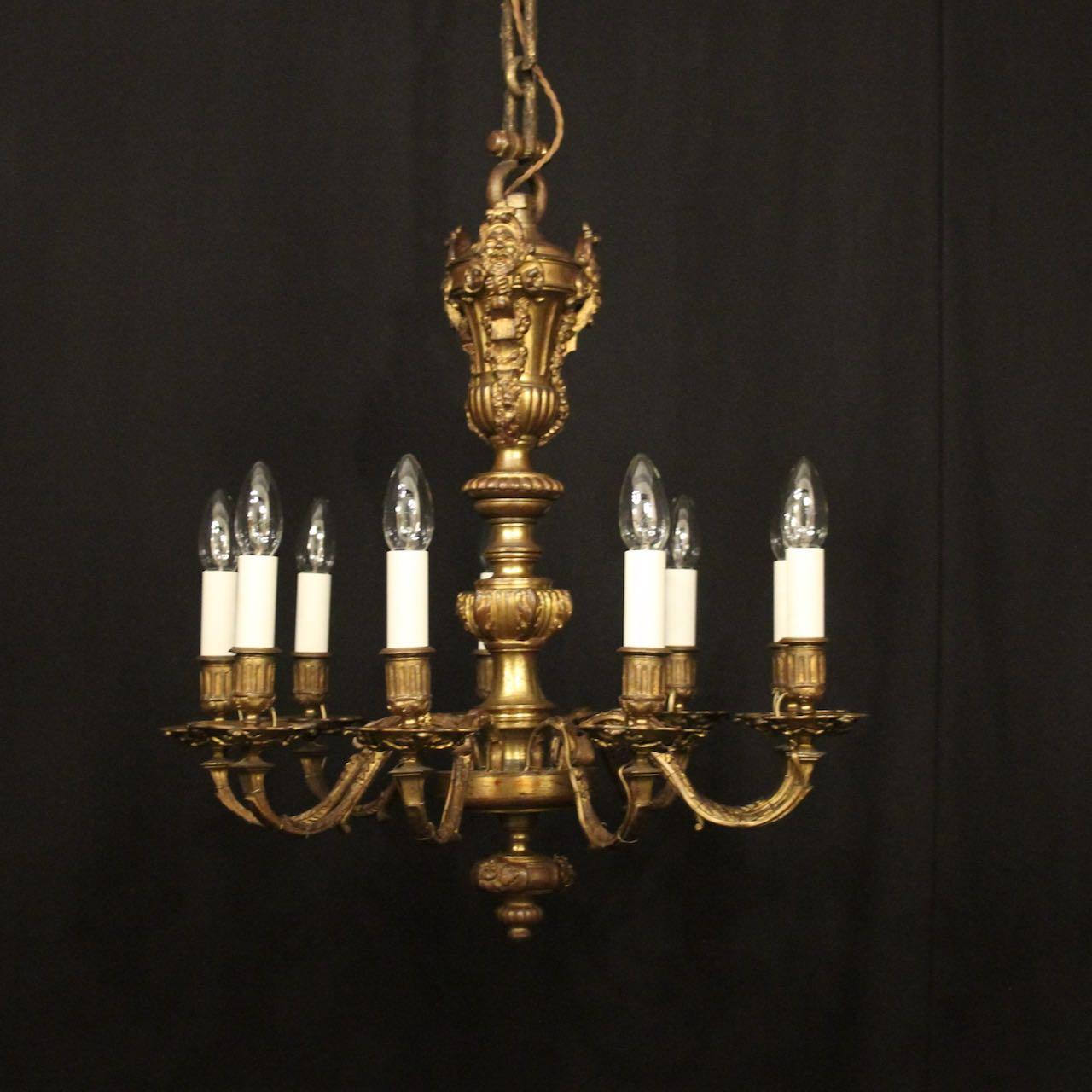 French Gilded Bronze 10 Light Antique Chandelier (1 of 10)