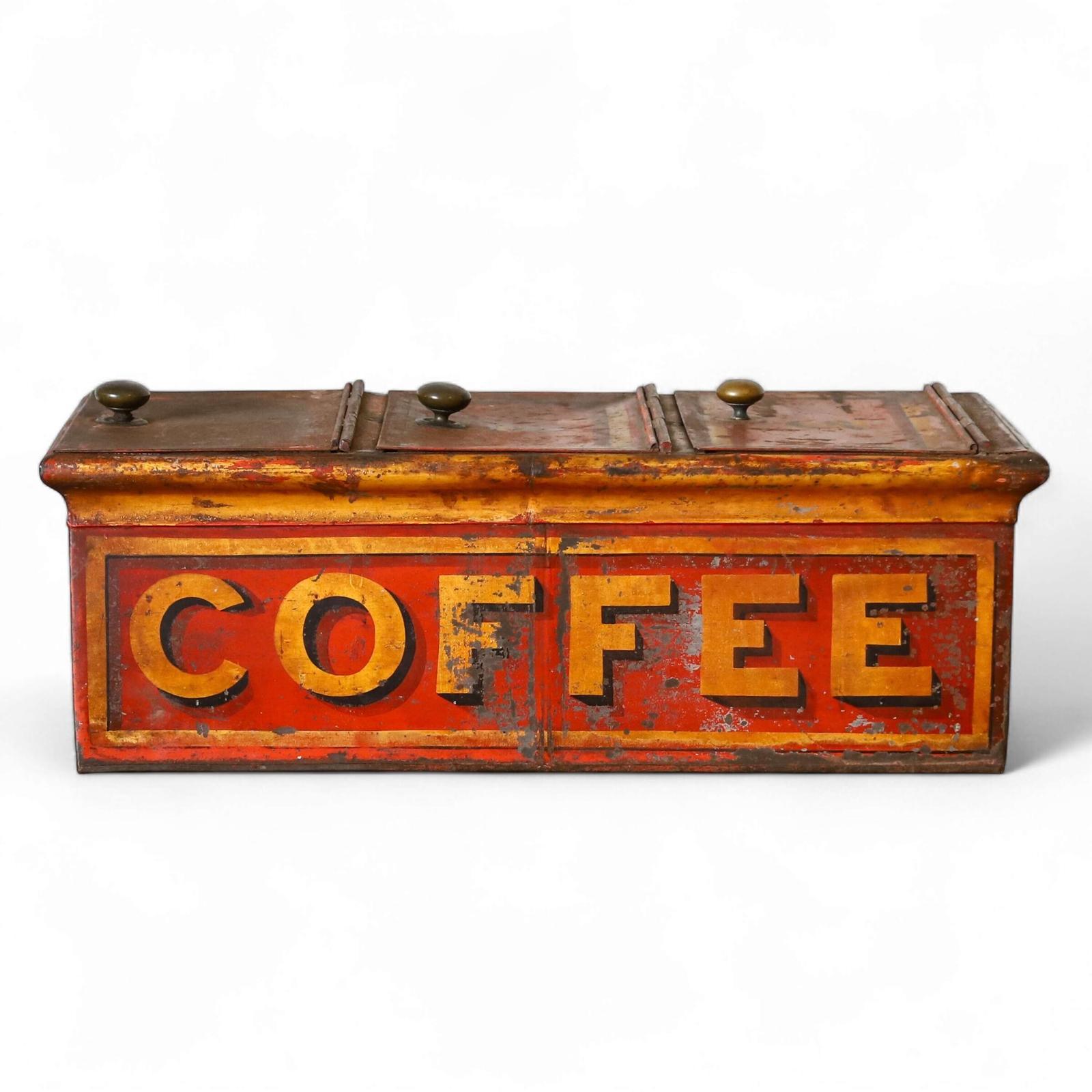 Rare 19th Century Toleware Coffee Dispenser - Original Gilt Lettering & Painted Finish (1 of 6)