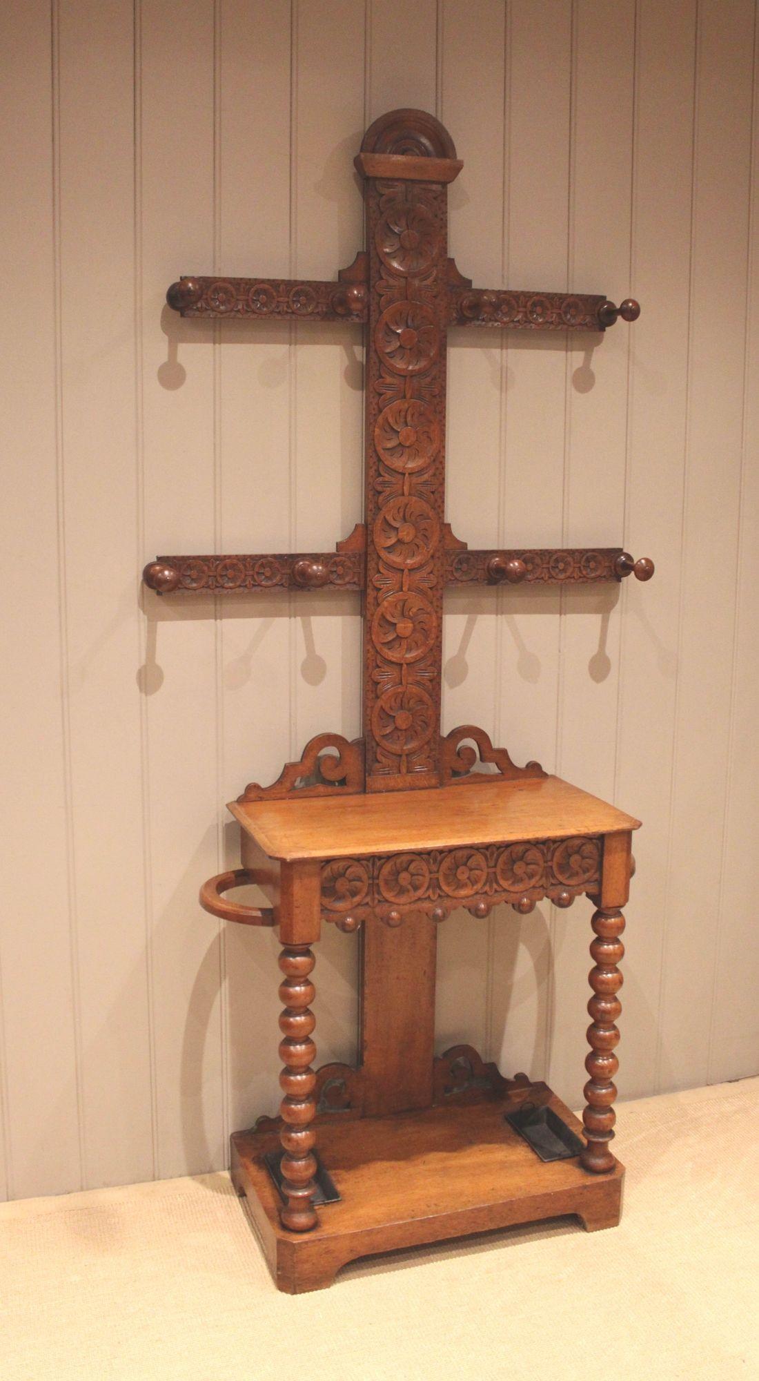 Victorian Carved Oak Hall Stand (1 of 12)
