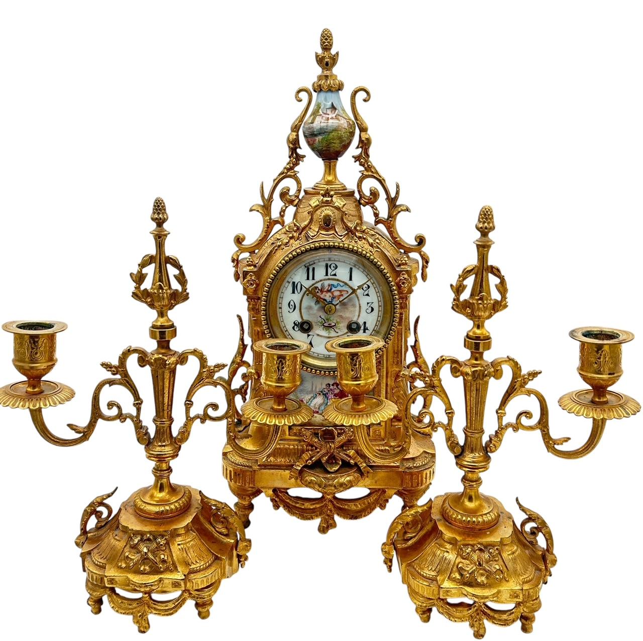 Stunning Antique French 3-piece Mantel Clock & Candelabra Set – Ca1890 (1 of 10)
