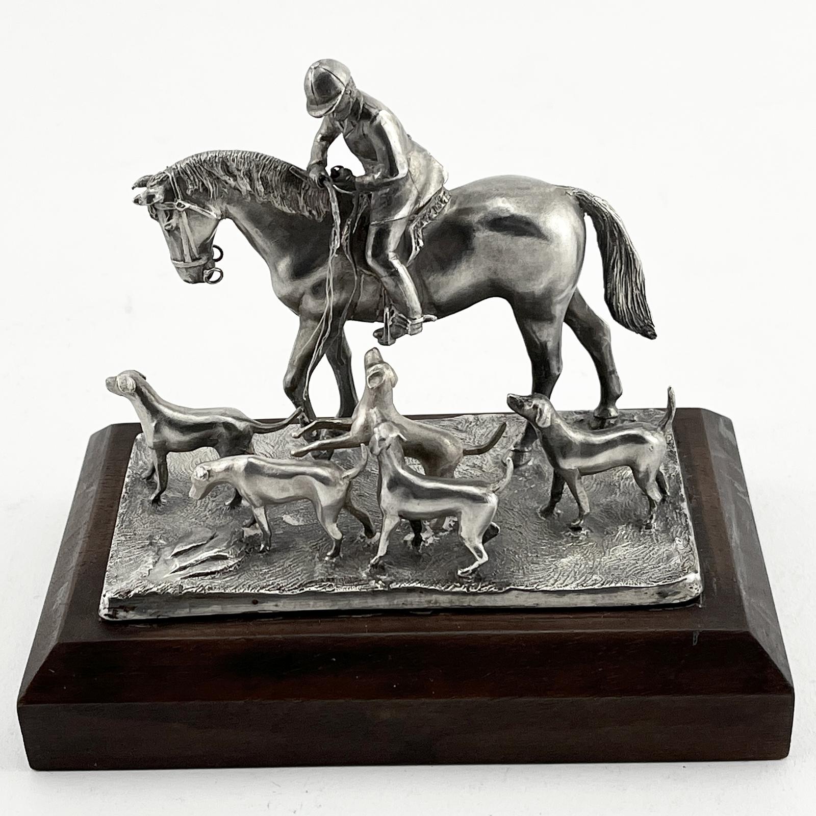 Cast Silver Model of the Master on Horseback with Hounds (1 of 6)