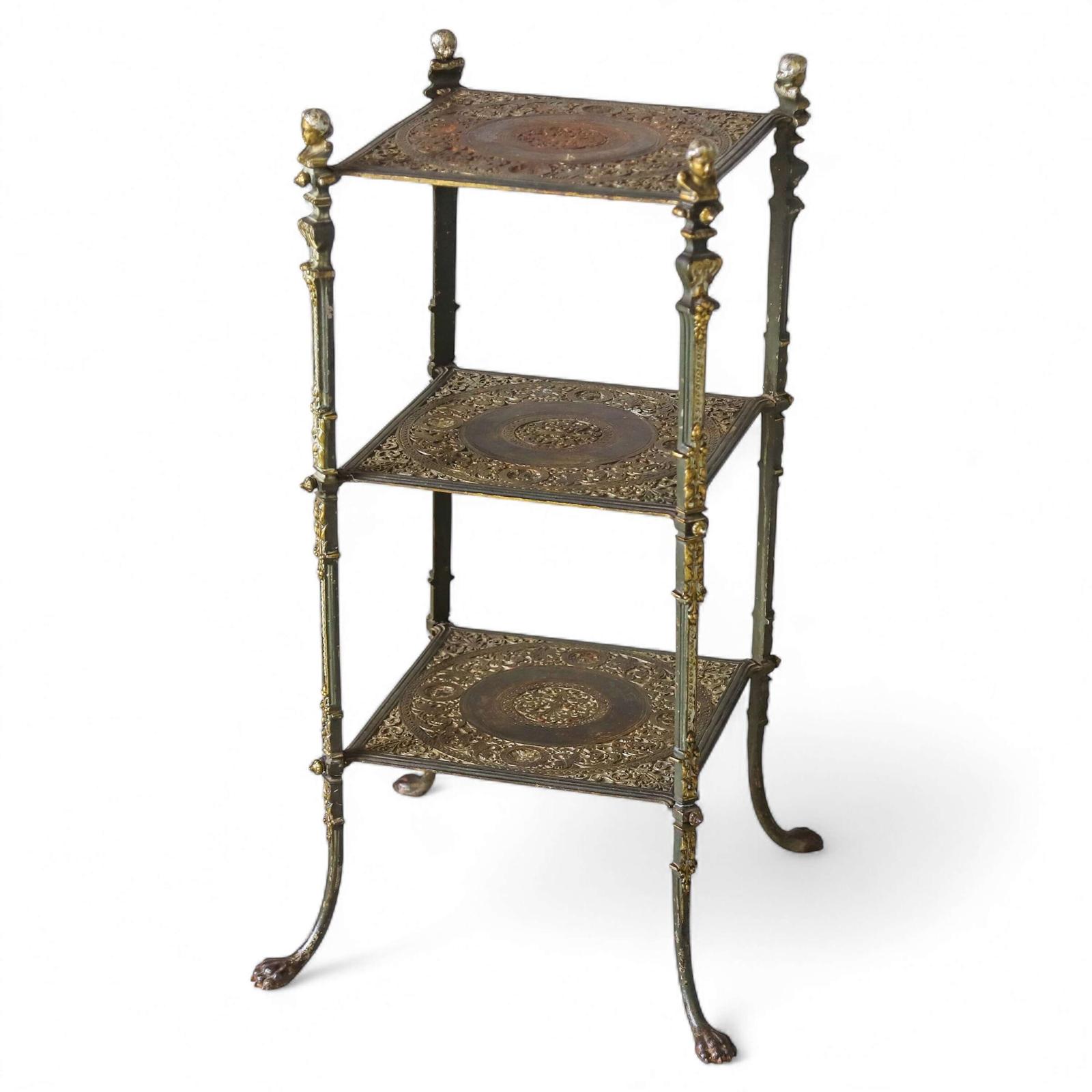 Antique Ornamental Cast Iron Three-Tier Étagère with Figural Details (1 of 13)