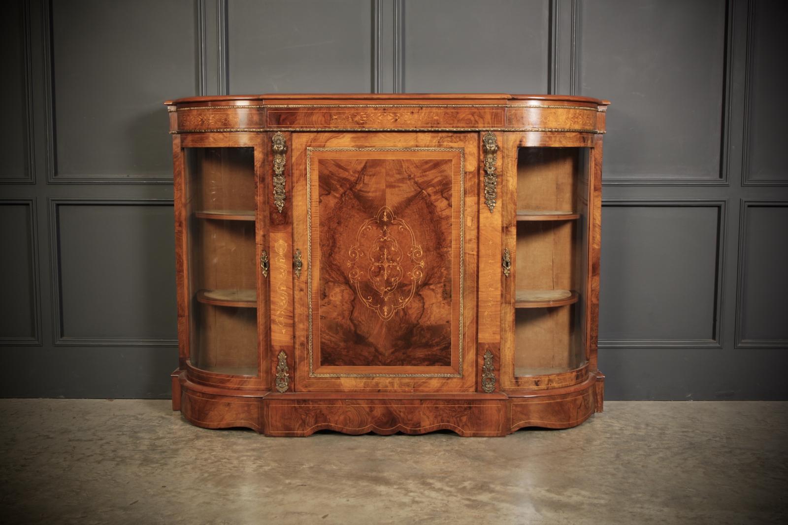 Victorian Inlaid Walnut Credenza Side Cabinet (1 of 14) Victorian Inlaid Walnut Credenza Side Cabinet (1 of 14)