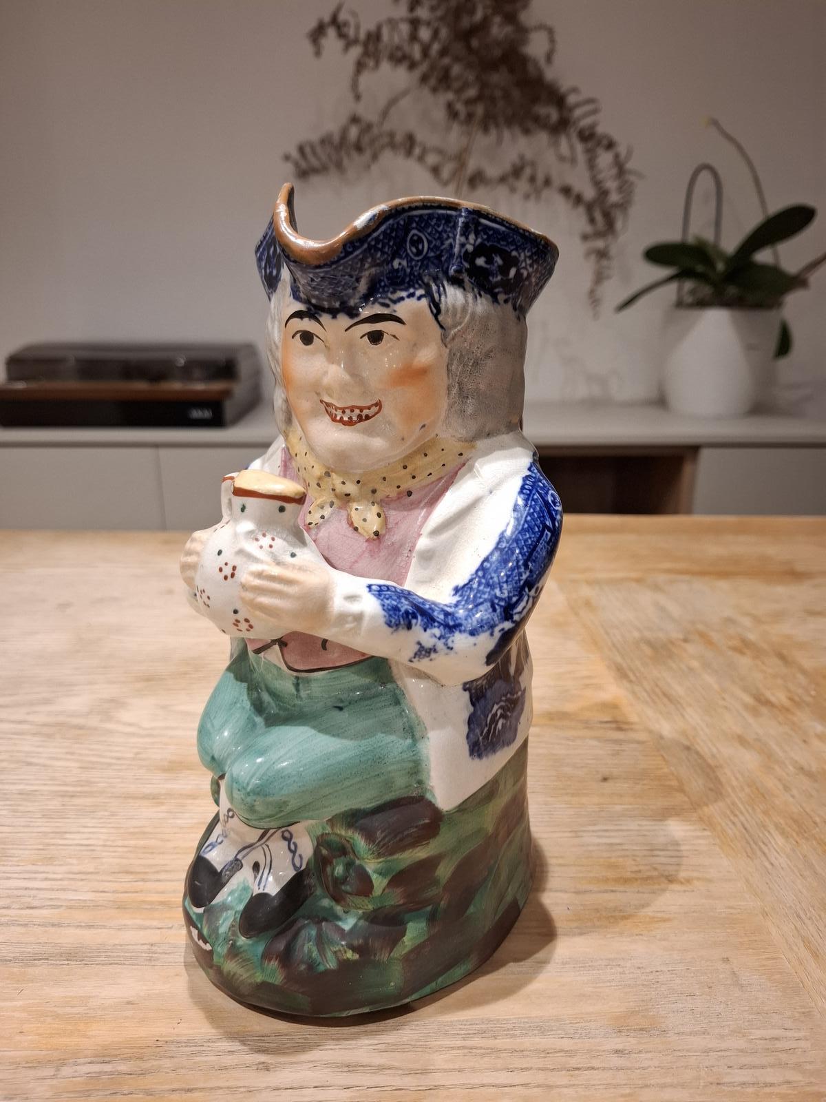 Lovely Mid 19th Century Staffordshire Willow Pattern Toby Jug - c.1860s (1 of 4)