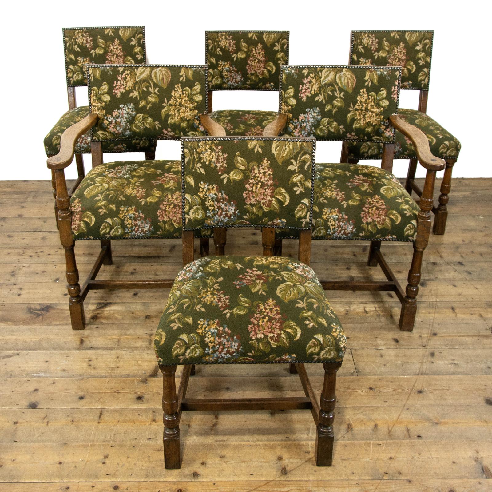 Set of Six Oak Upholstered Dining Chairs (1 of 14) Set of Six Oak Upholstered Dining Chairs (1 of 14)