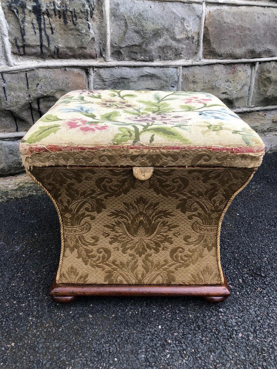 Antique Sarcophagus Upholstered Ottoman Stool (1 of 5)