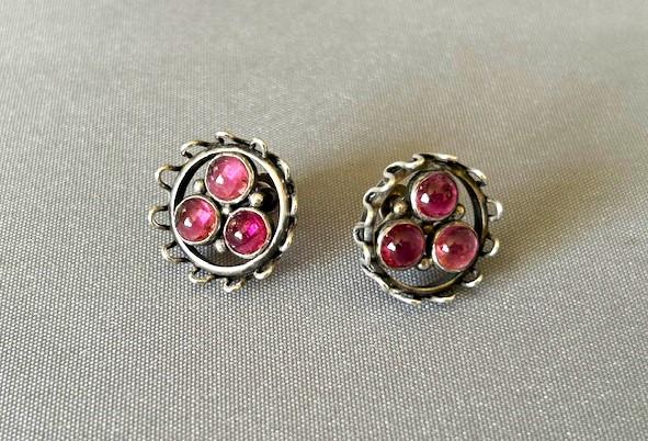 Pair of Edwardian Arts & Crafts Silver & Amethyst Earrings (1 of 6)