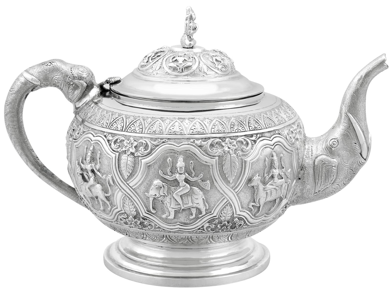 Antique Indian Silver Teapot c.1900 C7531 / LA431372