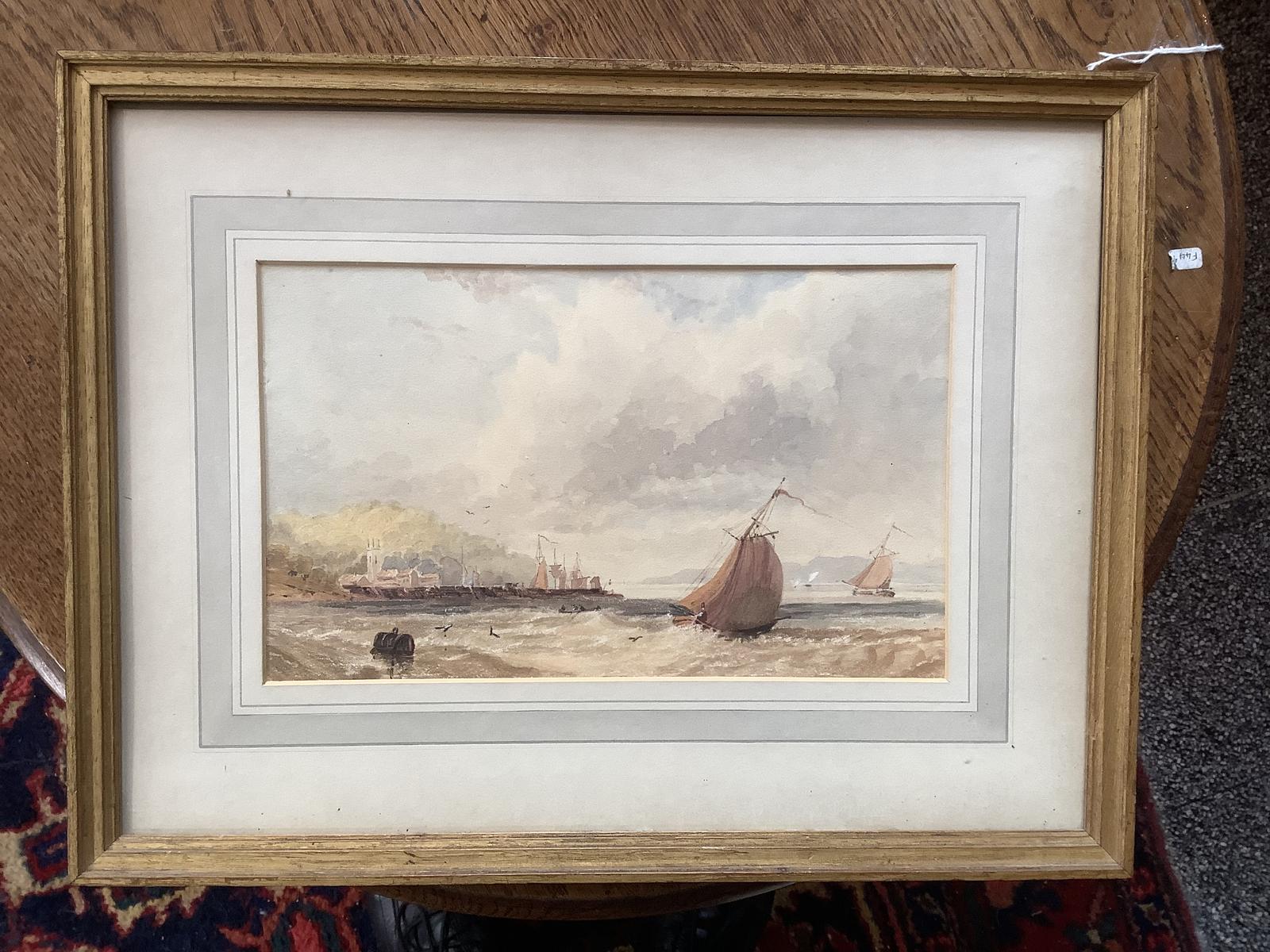 JC Schetky Watercolour "Shipping off the Coast" (1 of 3) JC Schetky Watercolour "Shipping off the Coast" (1 of 3)