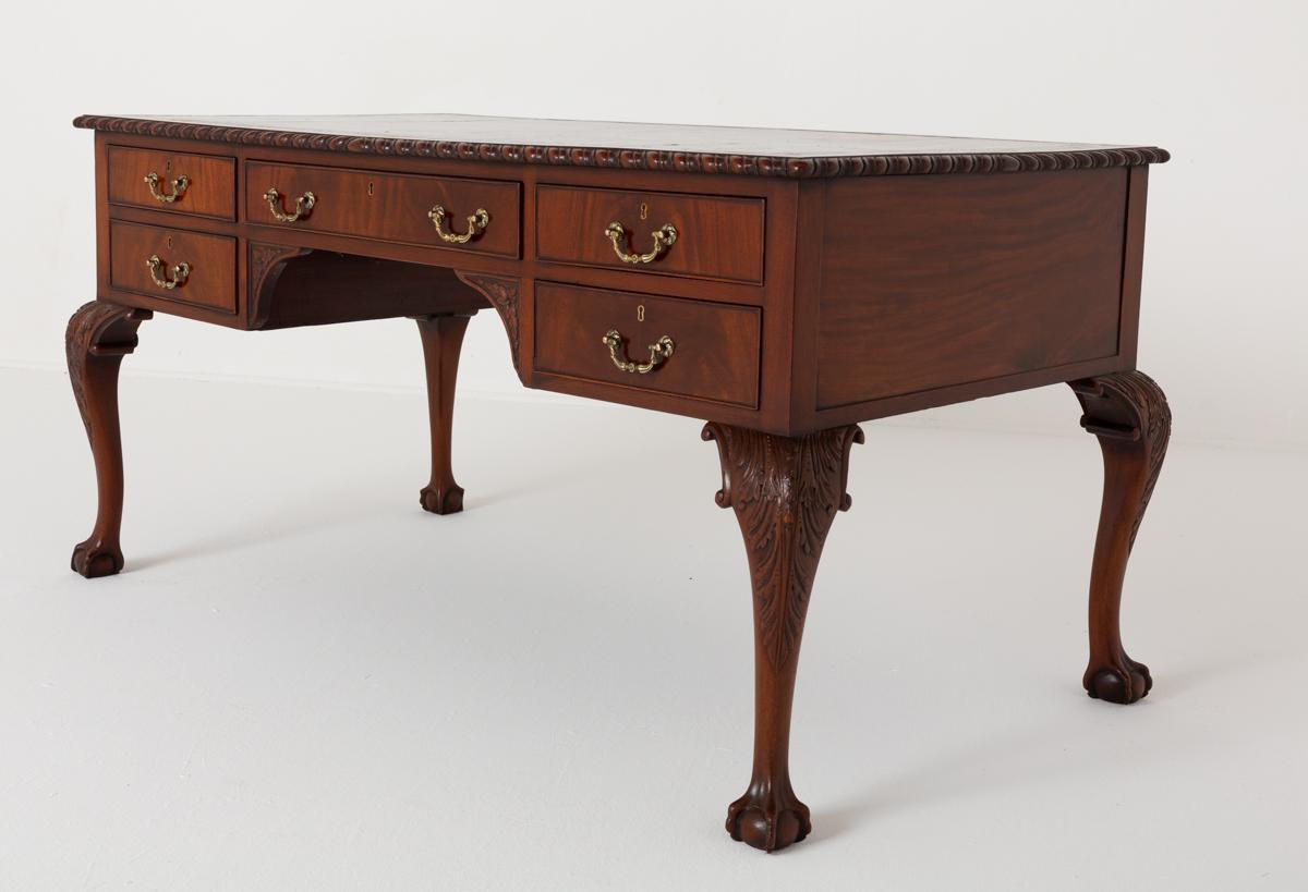 Mahogany Chippendale Style Faux Partners Desk (1 of 8)
