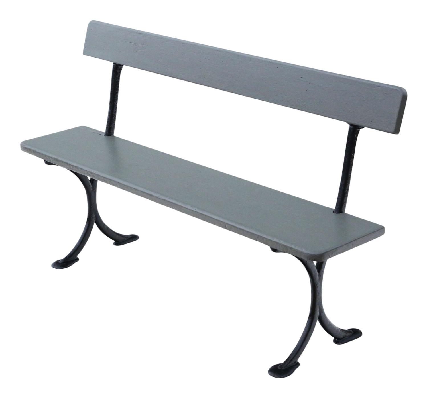 Antique Painted Pitch Pine & Iron Bench - Quality Garden, Conservatory or Dining Furniture c.1900 (1 of 6)