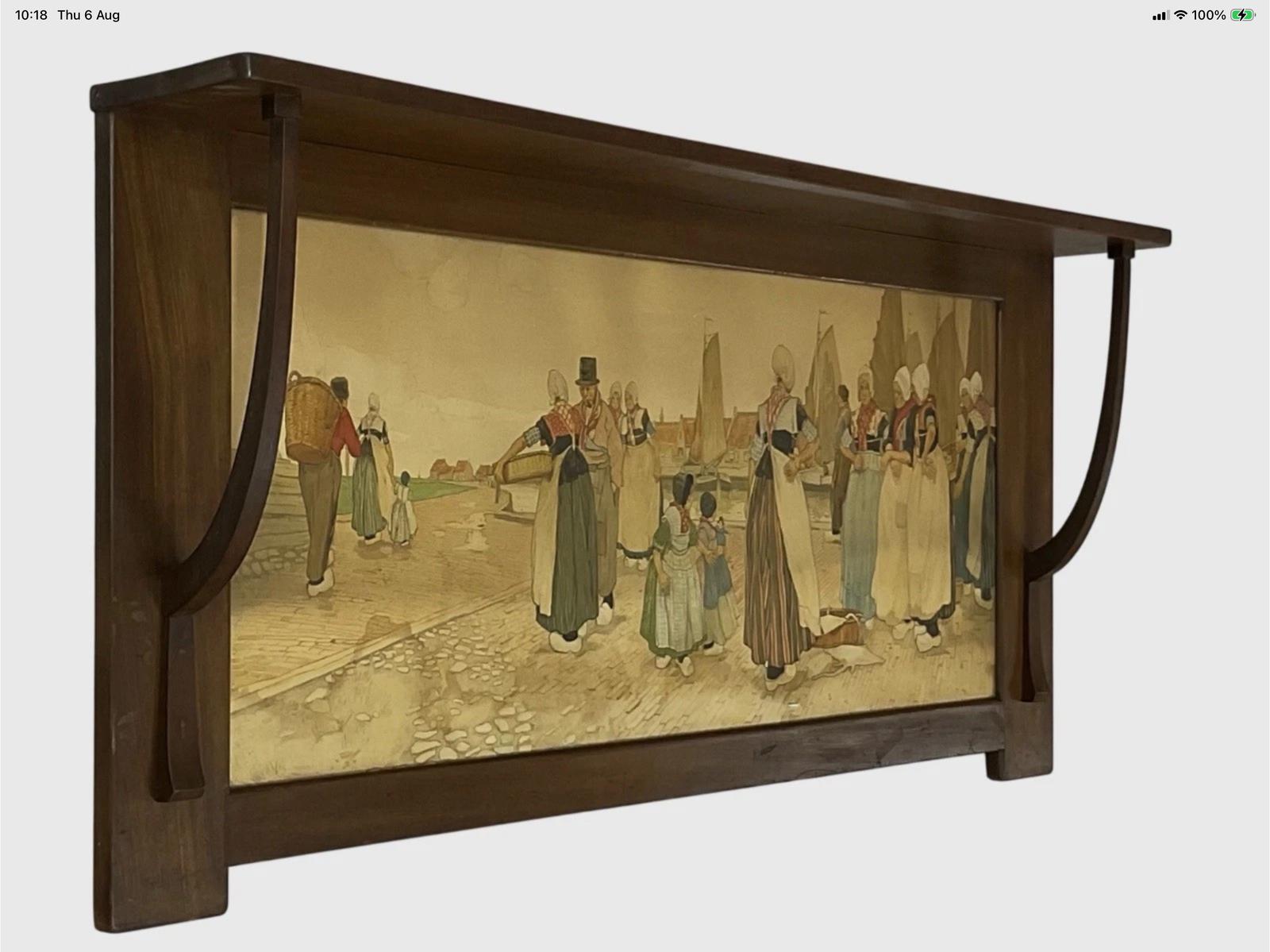 Arts & Crafts Liberty of London Wooden Shelf Overmantle Dutch Scene Antique c.1900 (1 of 10) Arts & Crafts Liberty of London Wooden Shelf Overmantle Dutch Scene Antique c.1900 (1 of 10)