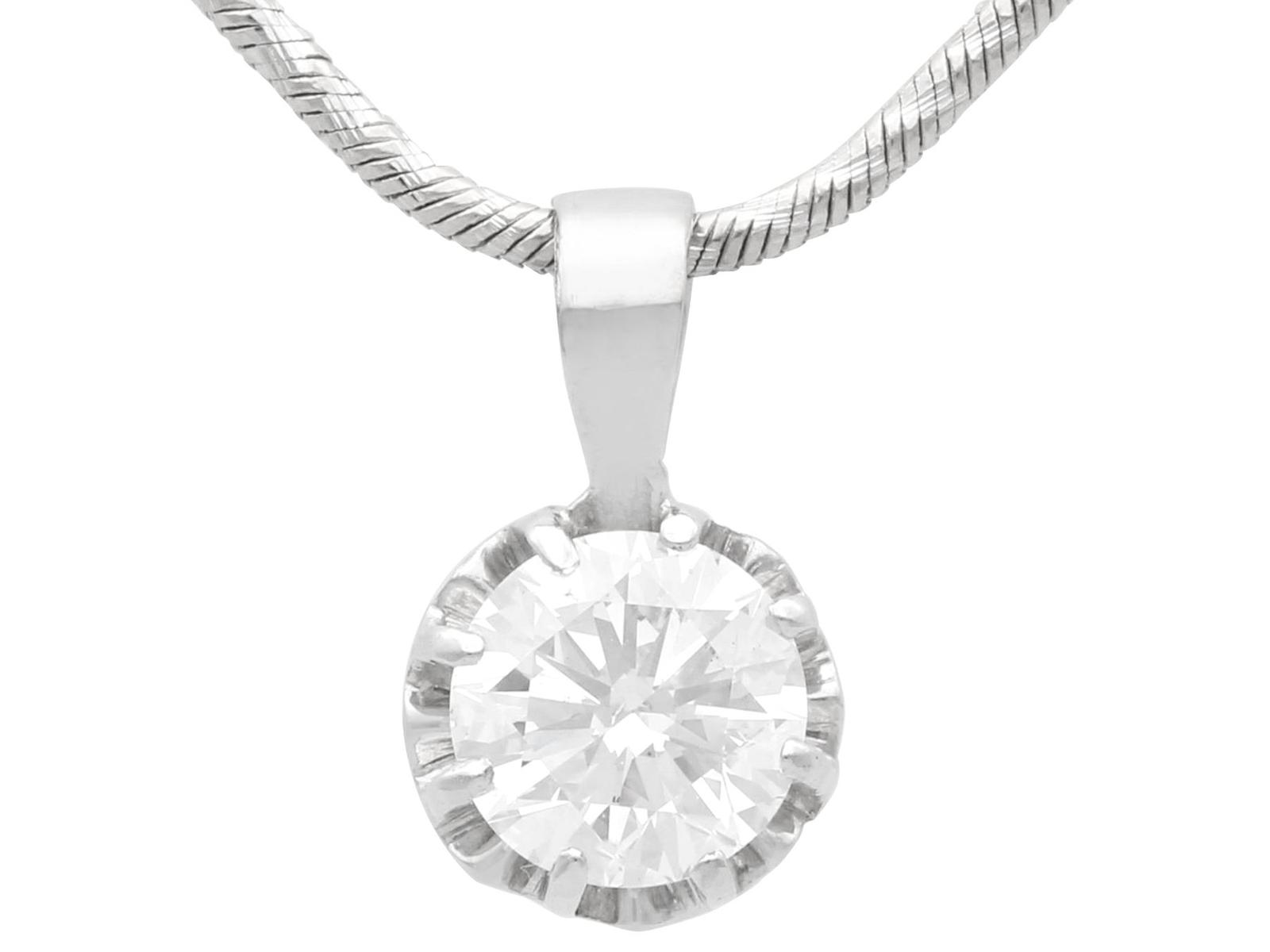 1.01ct Diamond & 15ct White Gold Pendant c.1935 (1 of 11)