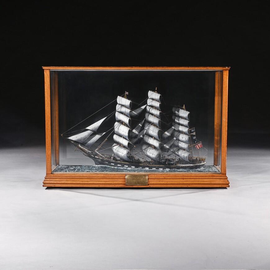 Large Oak & Glazed Cased Model of the Tea Clipper Glengarry in Full Sail (1 of 13)