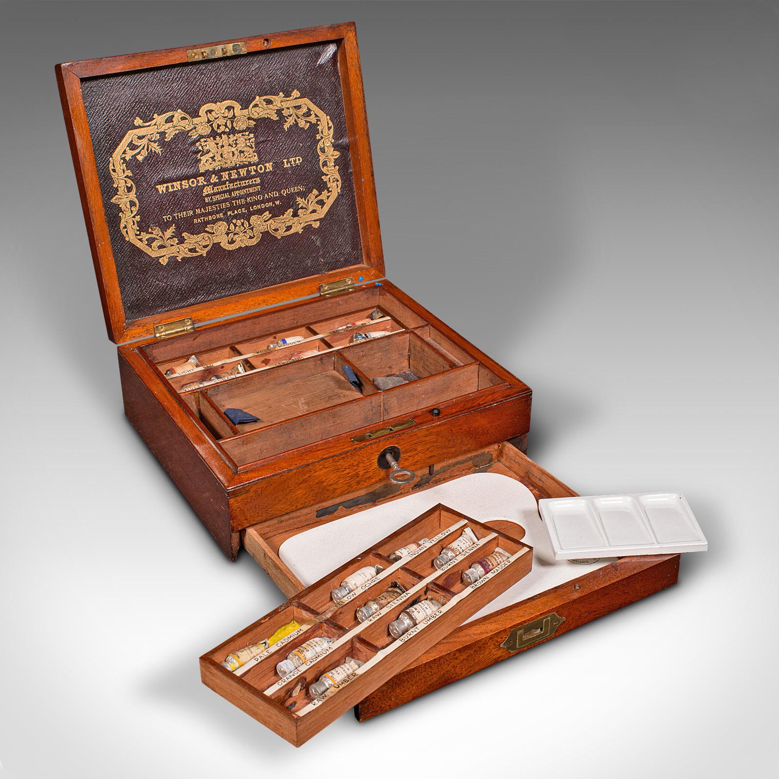 Antique Artist's Paint Box, English, Carry Case, Winsor & Newton, Late Victorian (1 of 12)