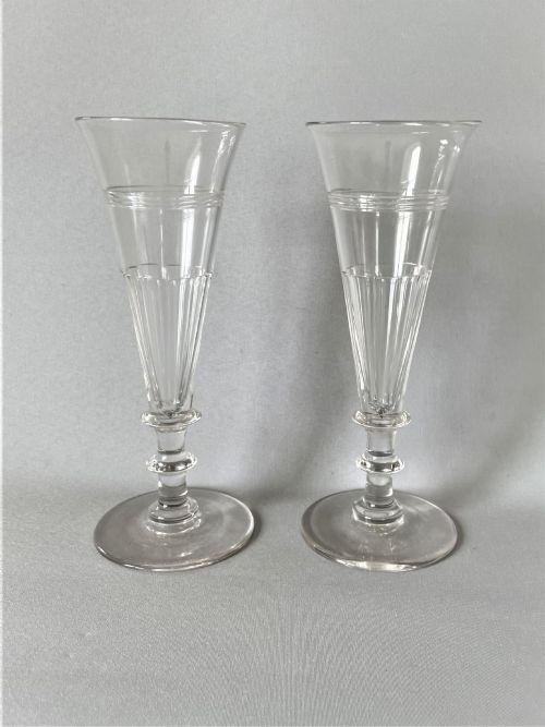 Attractive Pair of Victorian Cut Glass Champagne Flutes (1 of 6)