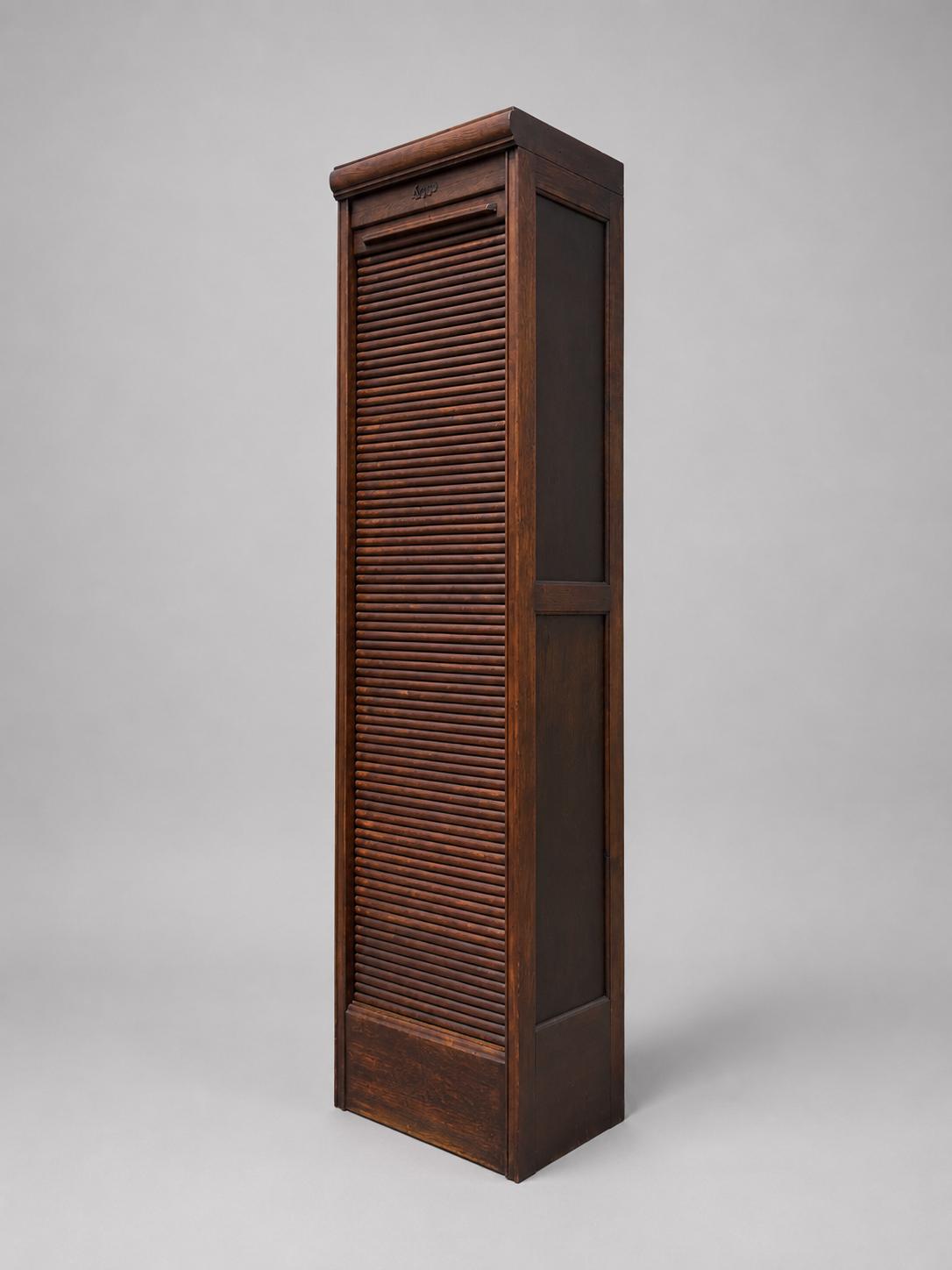 Tall Vintage Oak Tambour Door Filing Cabinet Office Storage (1 of 17) Tall Vintage Oak Tambour Door Filing Cabinet Office Storage (1 of 17)