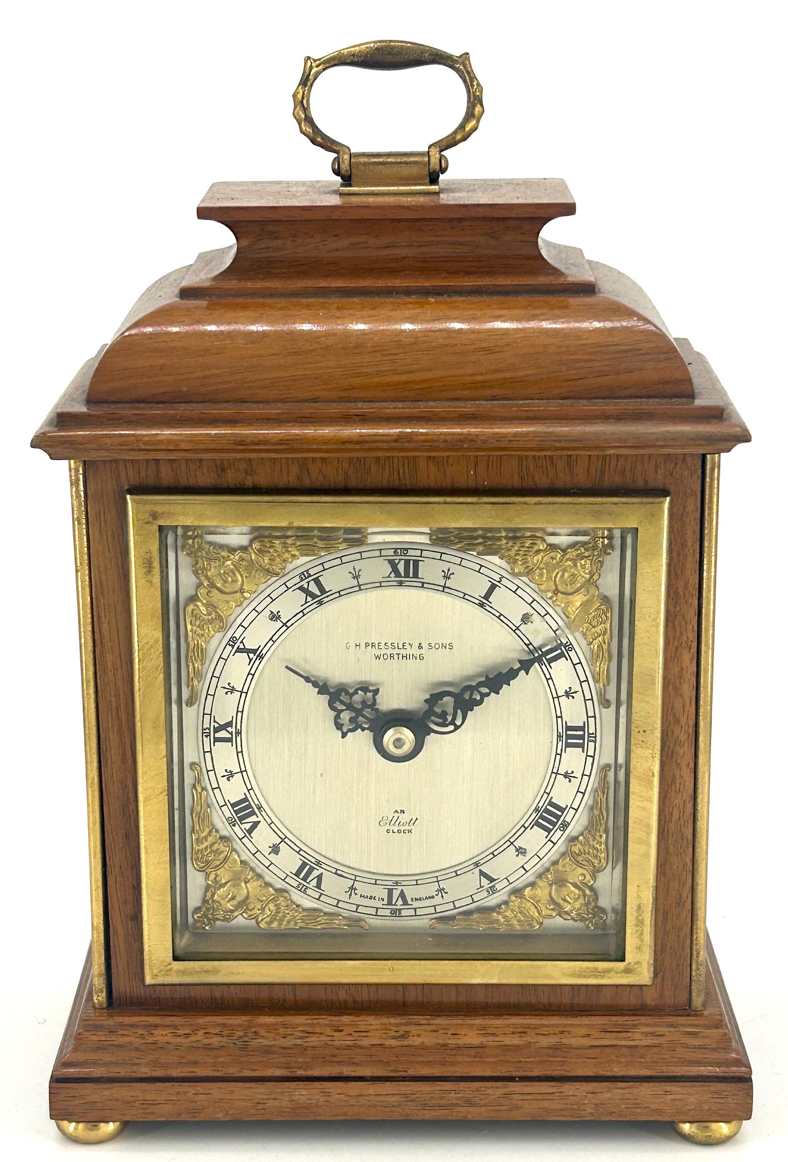 Fantastic Mahogany Case Caddy Top Elliot Mantel Clock (1 of 9)