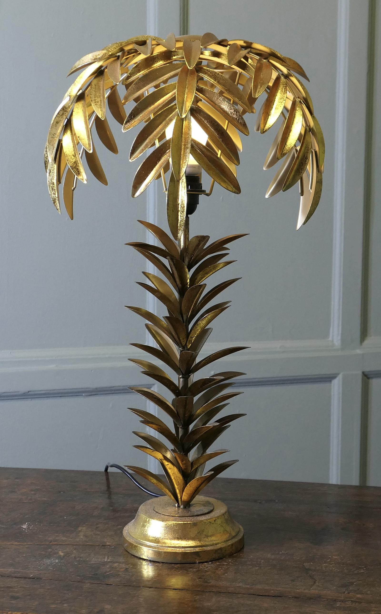 Art Deco Style Gold Palm Leaf Table Lamp (1 of 7)