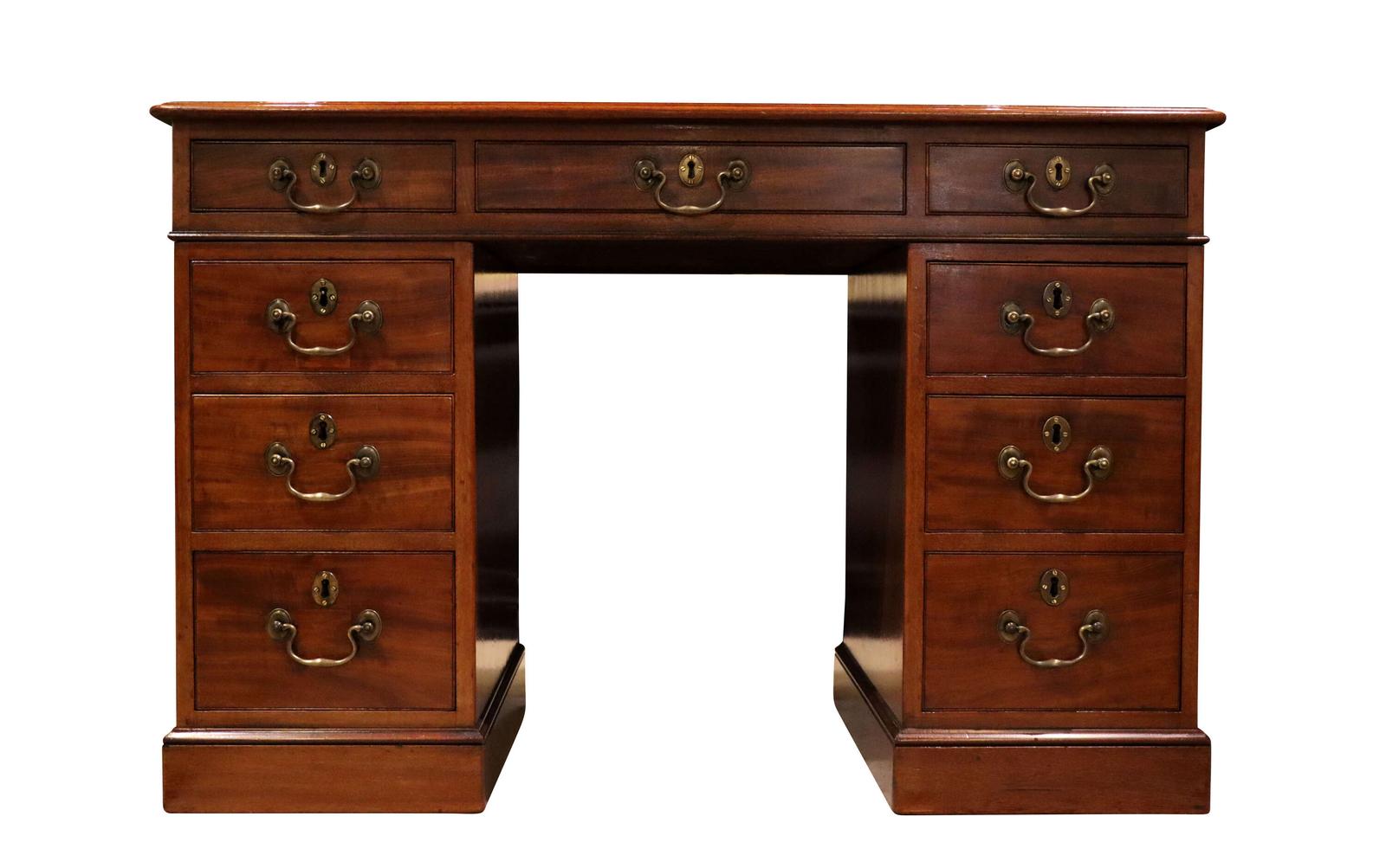 19th Century Mahogany Pedestal Desk with Leather Top – Circa 1860 (1 of 7)
