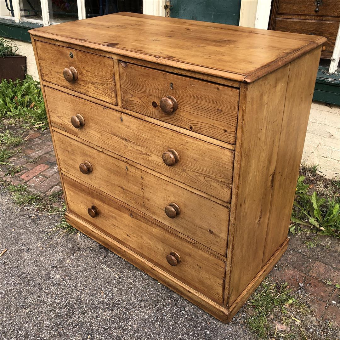 Large Antique Pine Two Over Three Chest of Drawers 1900s (1 of 18)
