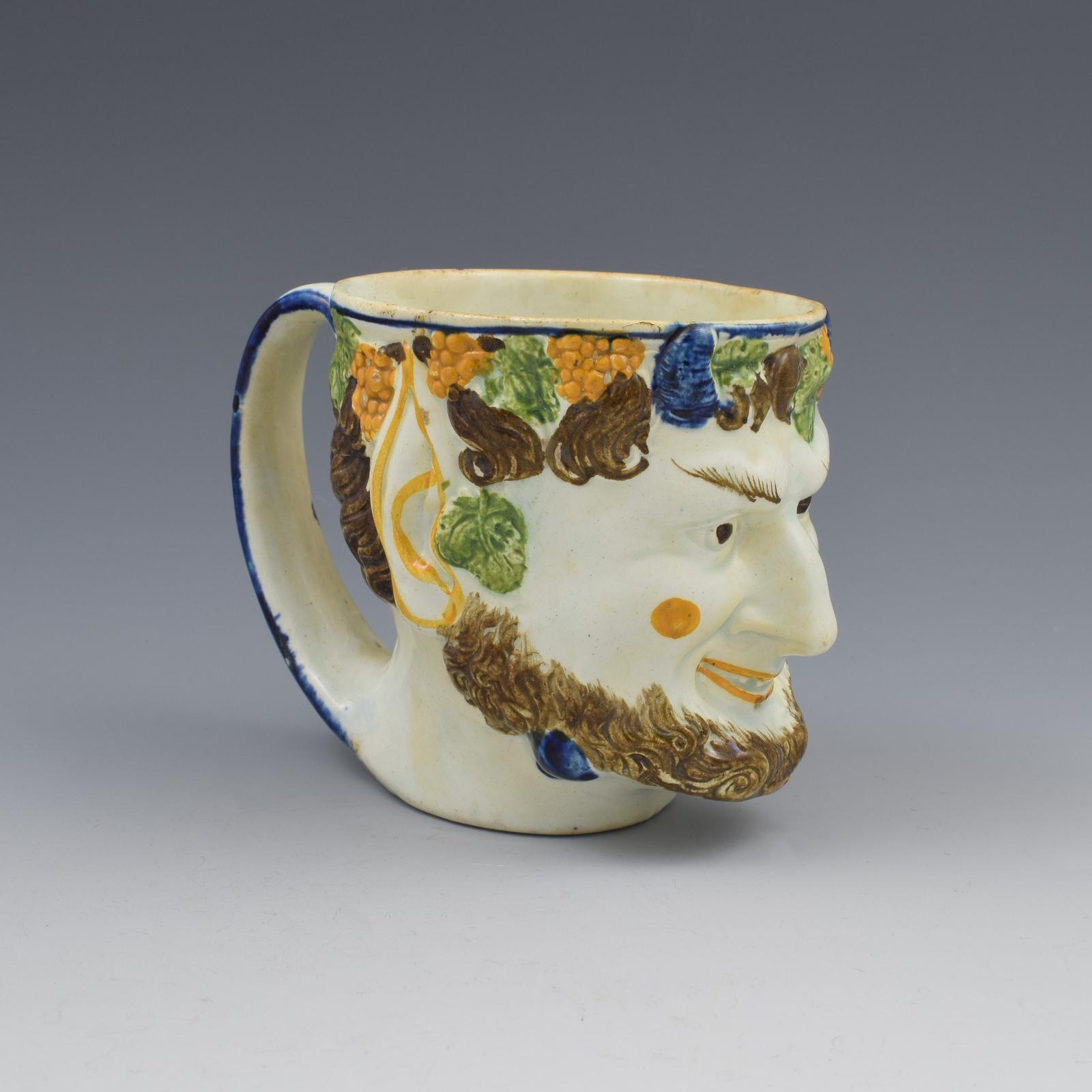 Staffordshire Prattware Pearlware Bacchus / Satyr Mug c.1800 (1 of 10)