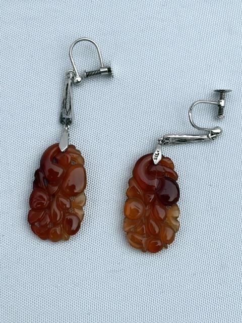 Pair of Art Deco Silver & Carnelian Drop Earrings (1 of 5) Pair of Art Deco Silver & Carnelian Drop Earrings (1 of 5)