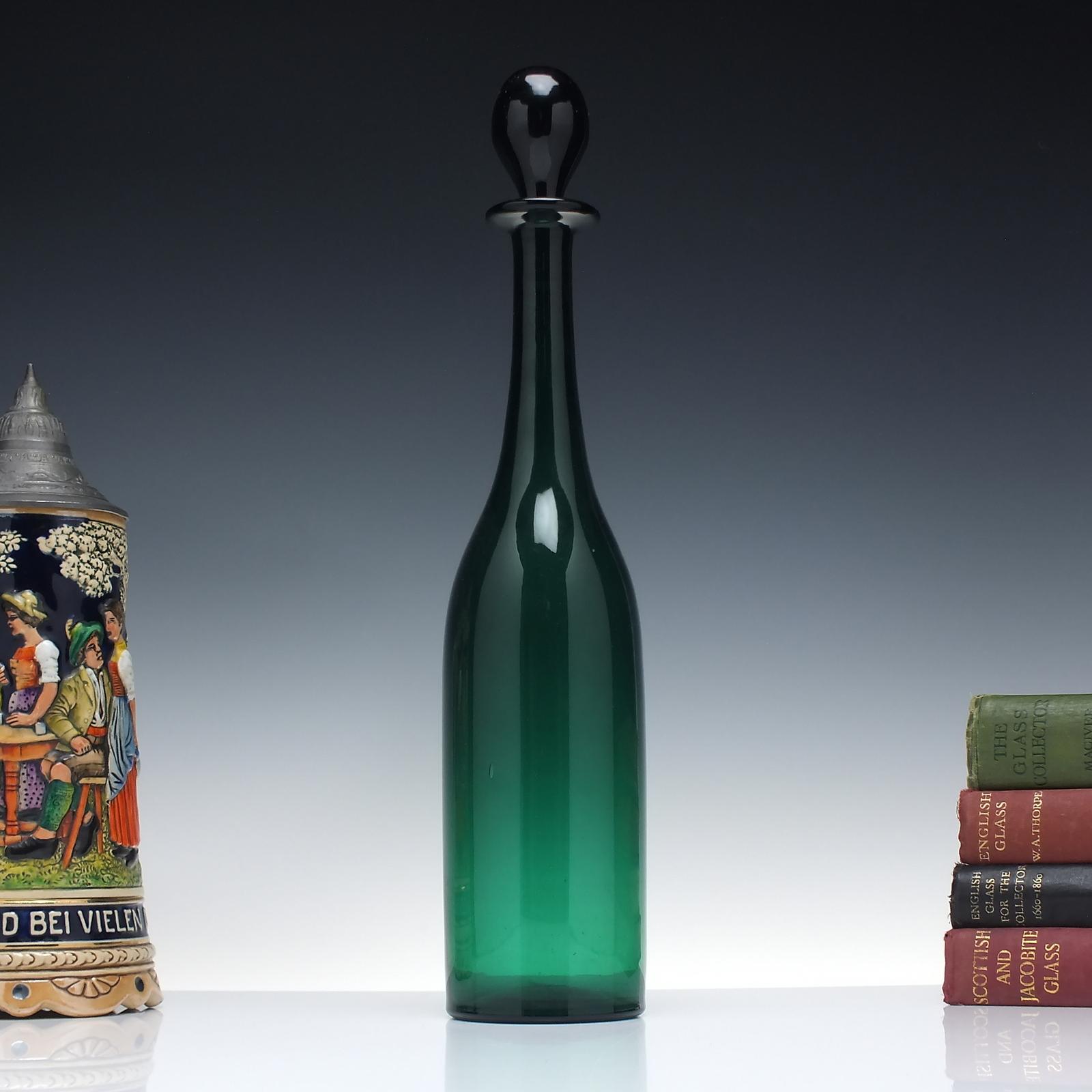 Tall 19th Century Green Glass Serving Decanter c.1850 (1 of 5)