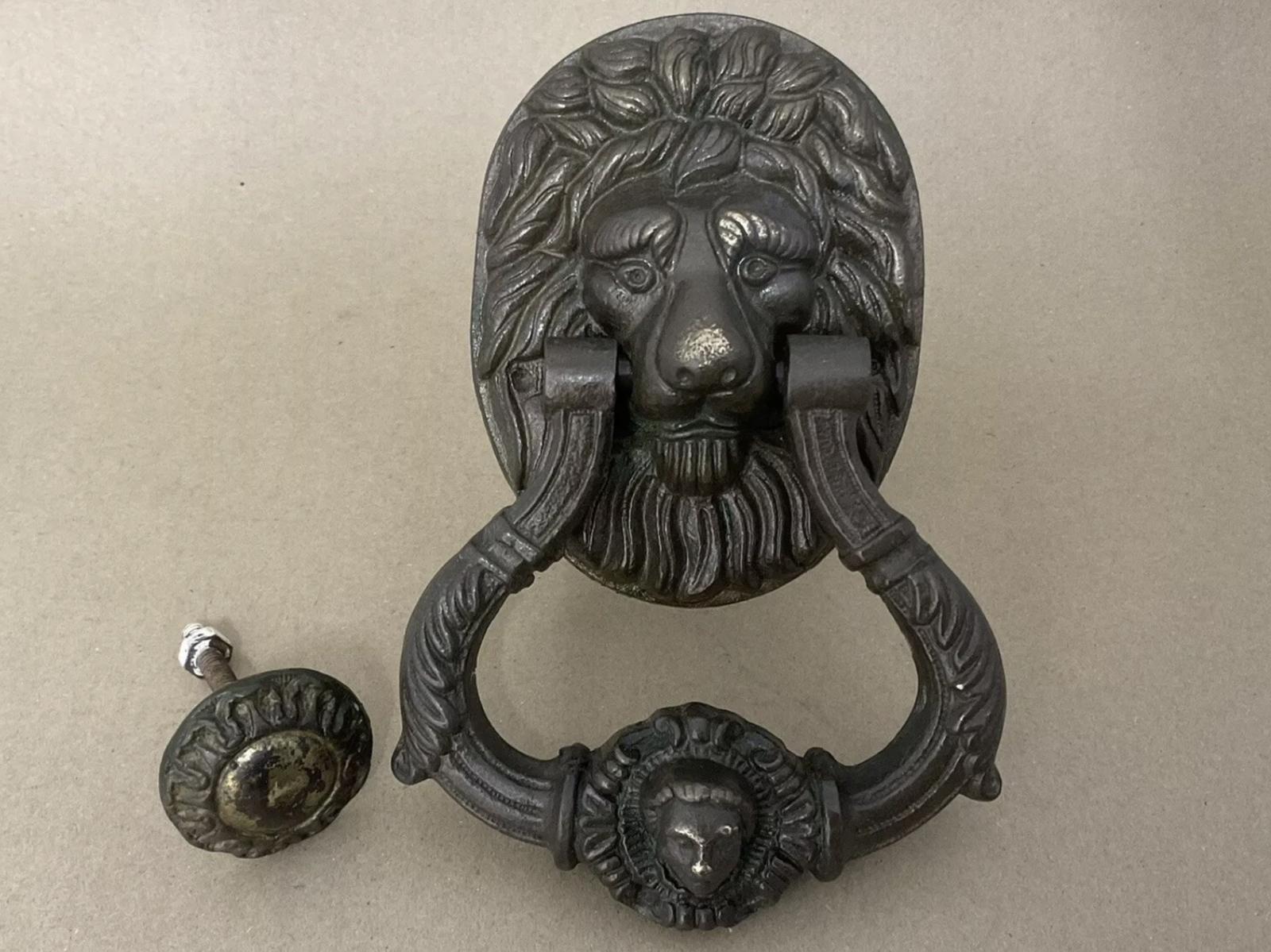 Mid Victorian Lion Mask Door Knocker & Strike Plate c.1860 (1 of 6) Mid Victorian Lion Mask Door Knocker & Strike Plate c.1860 (1 of 6)