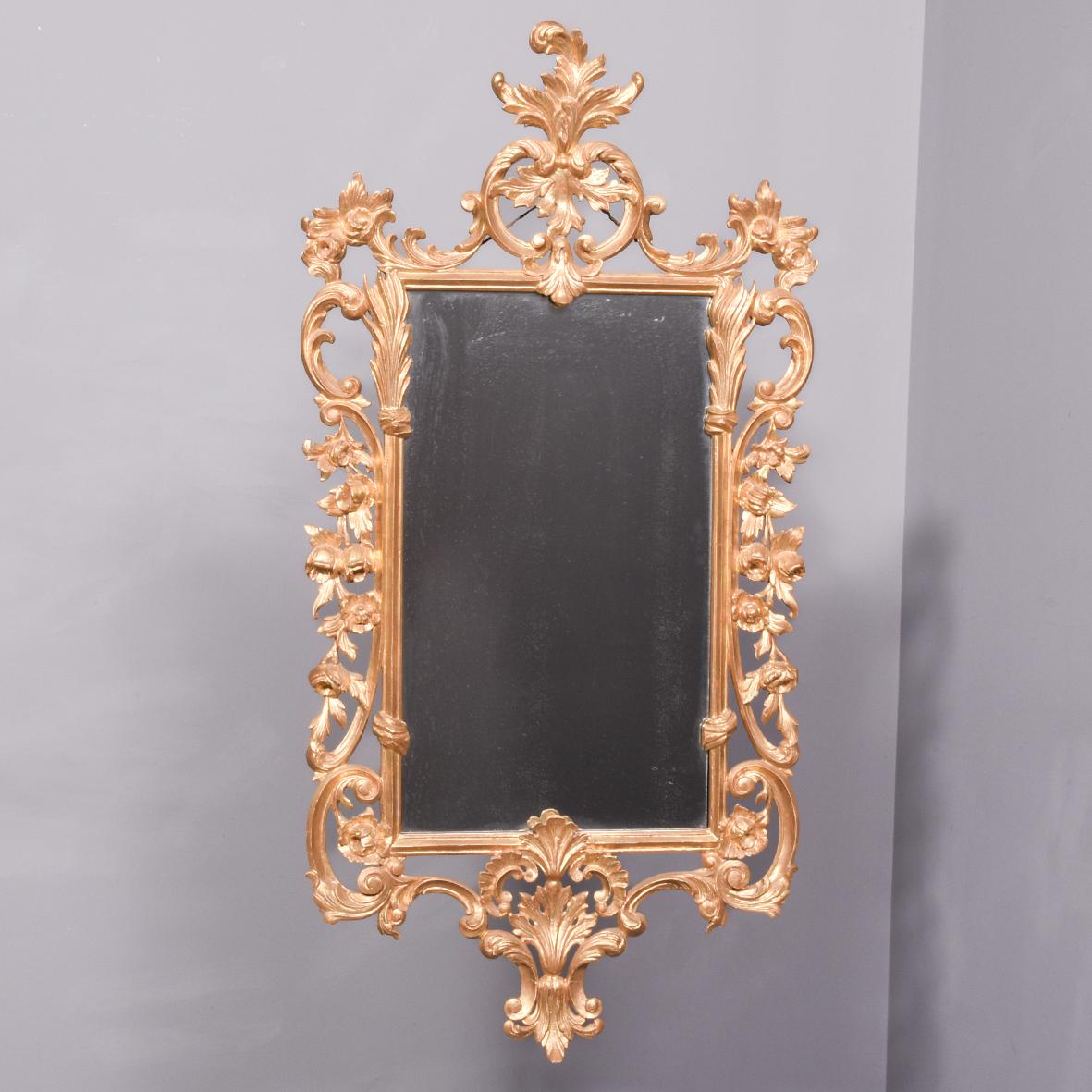 Chippendale-style, Edwardian Period Hand Carved Giltwood Wall Mirror (1 of 8) Chippendale-style, Edwardian Period Hand Carved Giltwood Wall Mirror (1 of 8)