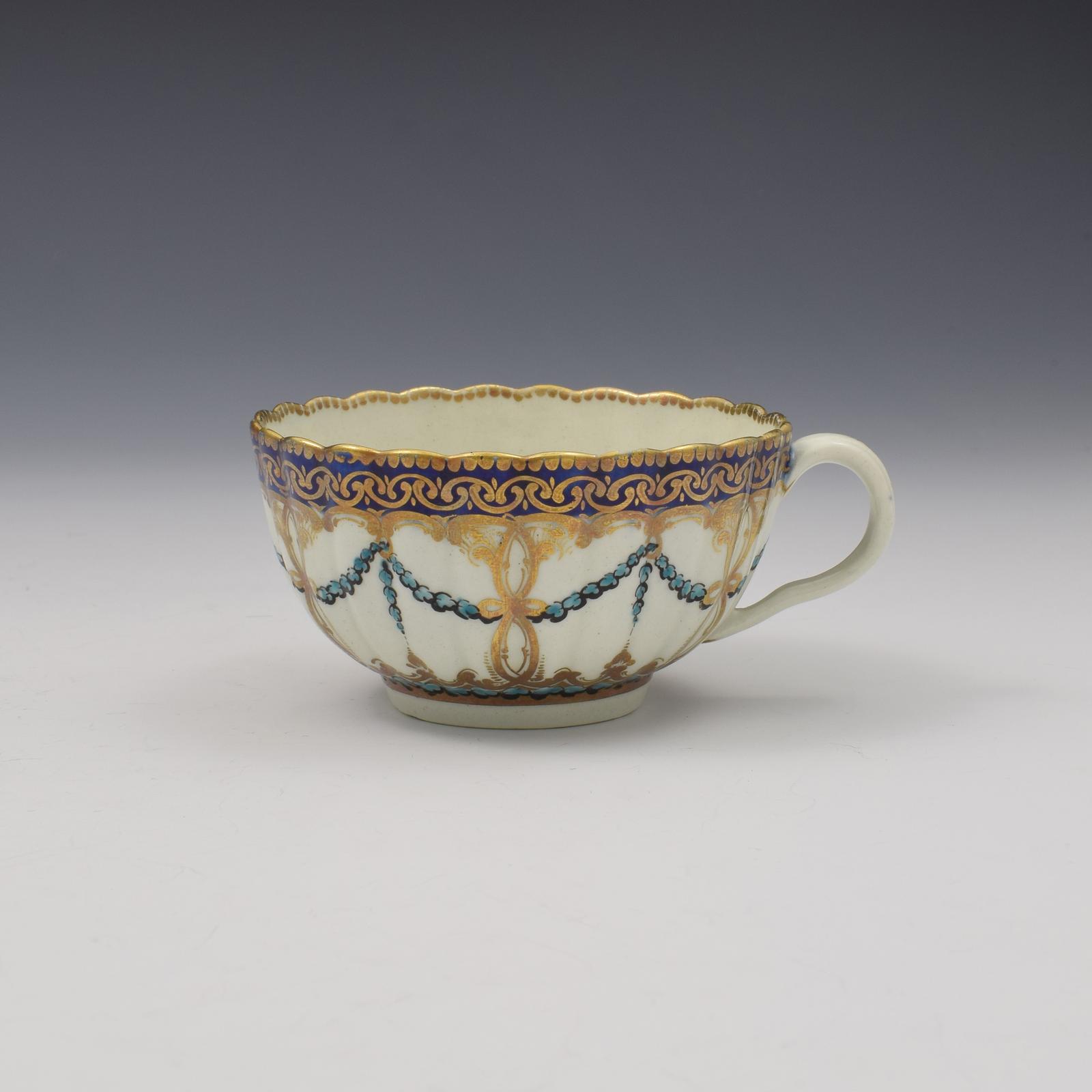 First Period Worcester Porcelain Sevres Style Fluted Tea Cup c.1775 (1 of 8) First Period Worcester Porcelain Sevres Style Fluted Tea Cup c.1775 (1 of 8)