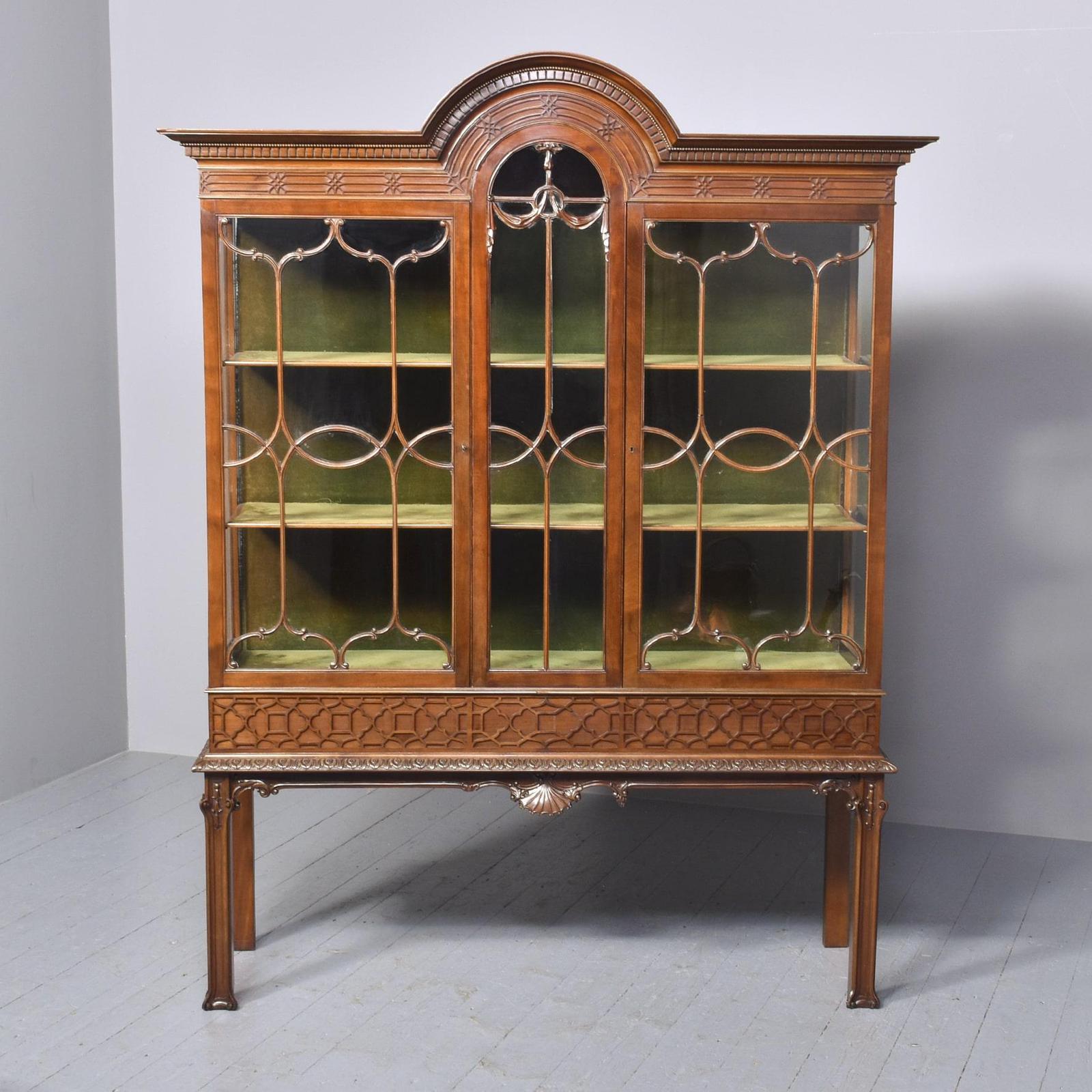 Antique Chinese Chippendale Mahogany Display Cabinet (1 of 13)