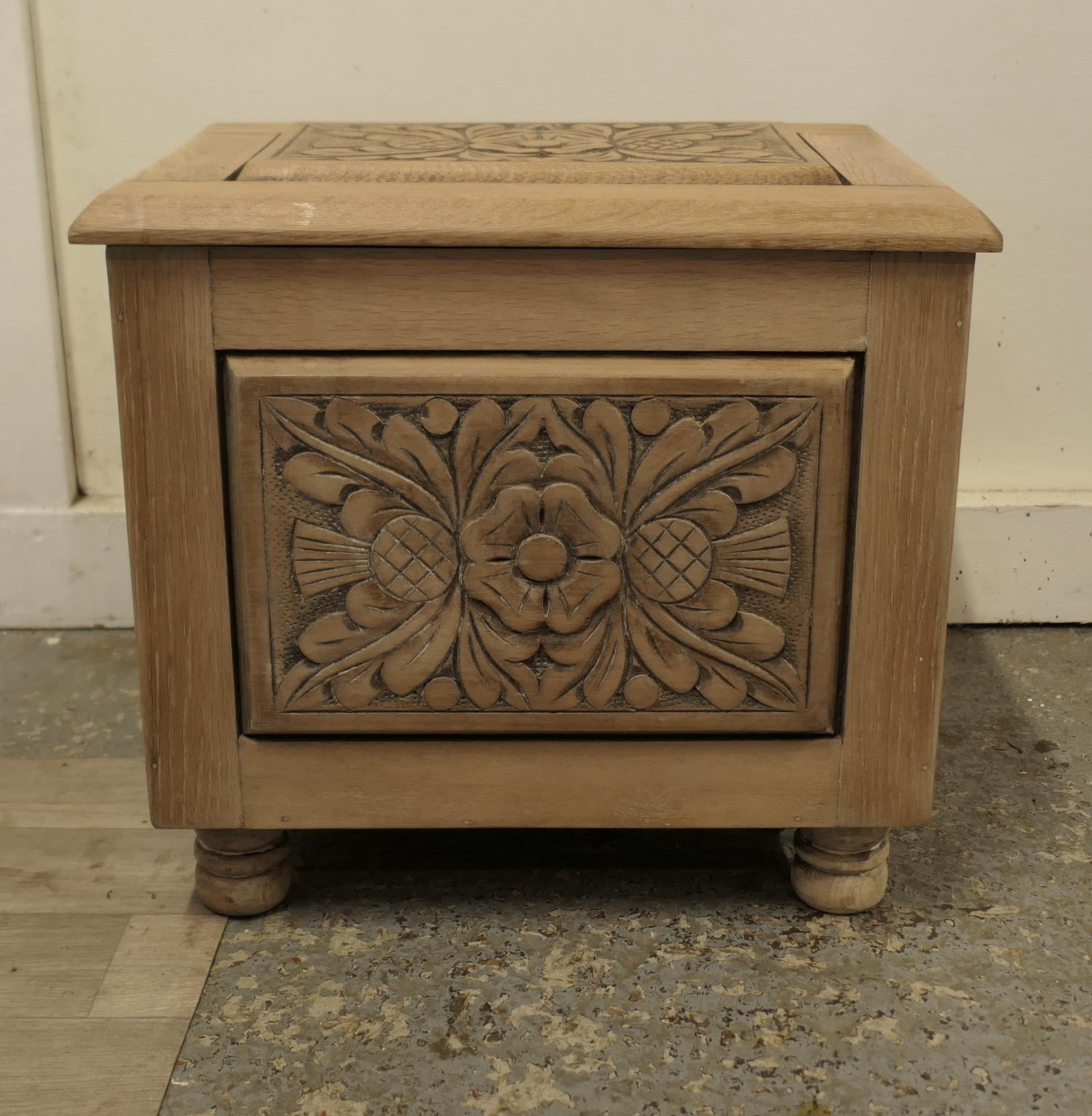 Arts & Crafts Bleached Oak Purdonium / Coal Box (1 of 6)