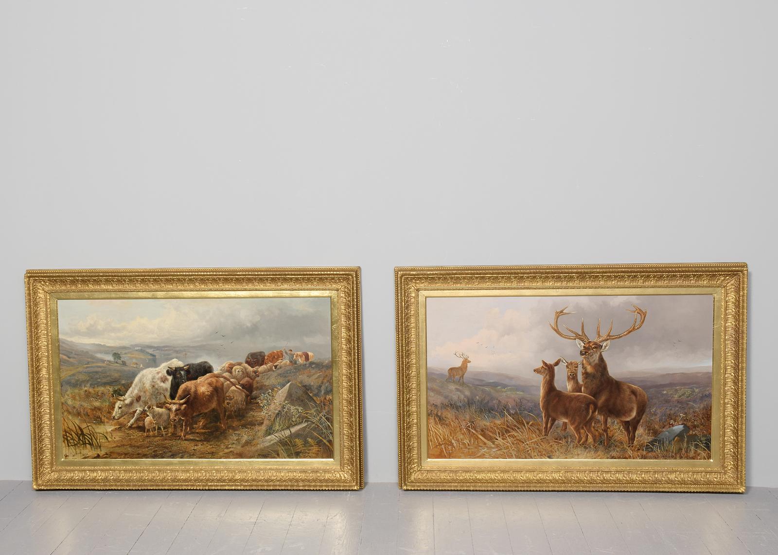 Pair of Magnificent Large Highland Scene Oil Paintings by Robert Cleminson (1844-1903) (1 of 7) Pair of Magnificent Large Highland Scene Oil Paintings by Robert Cleminson (1844-1903) (1 of 7)