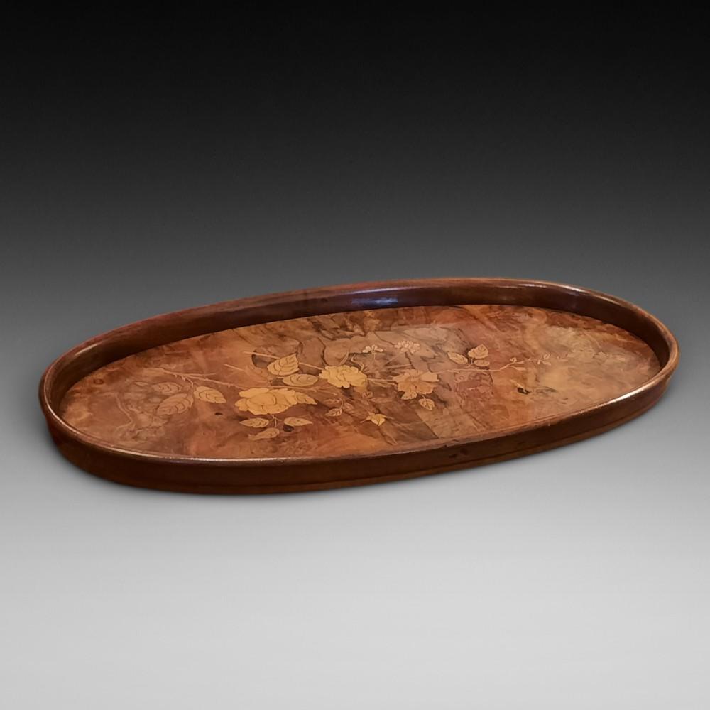 Late 19th Century Black Walnut & Marquetry Tray (1 of 4)