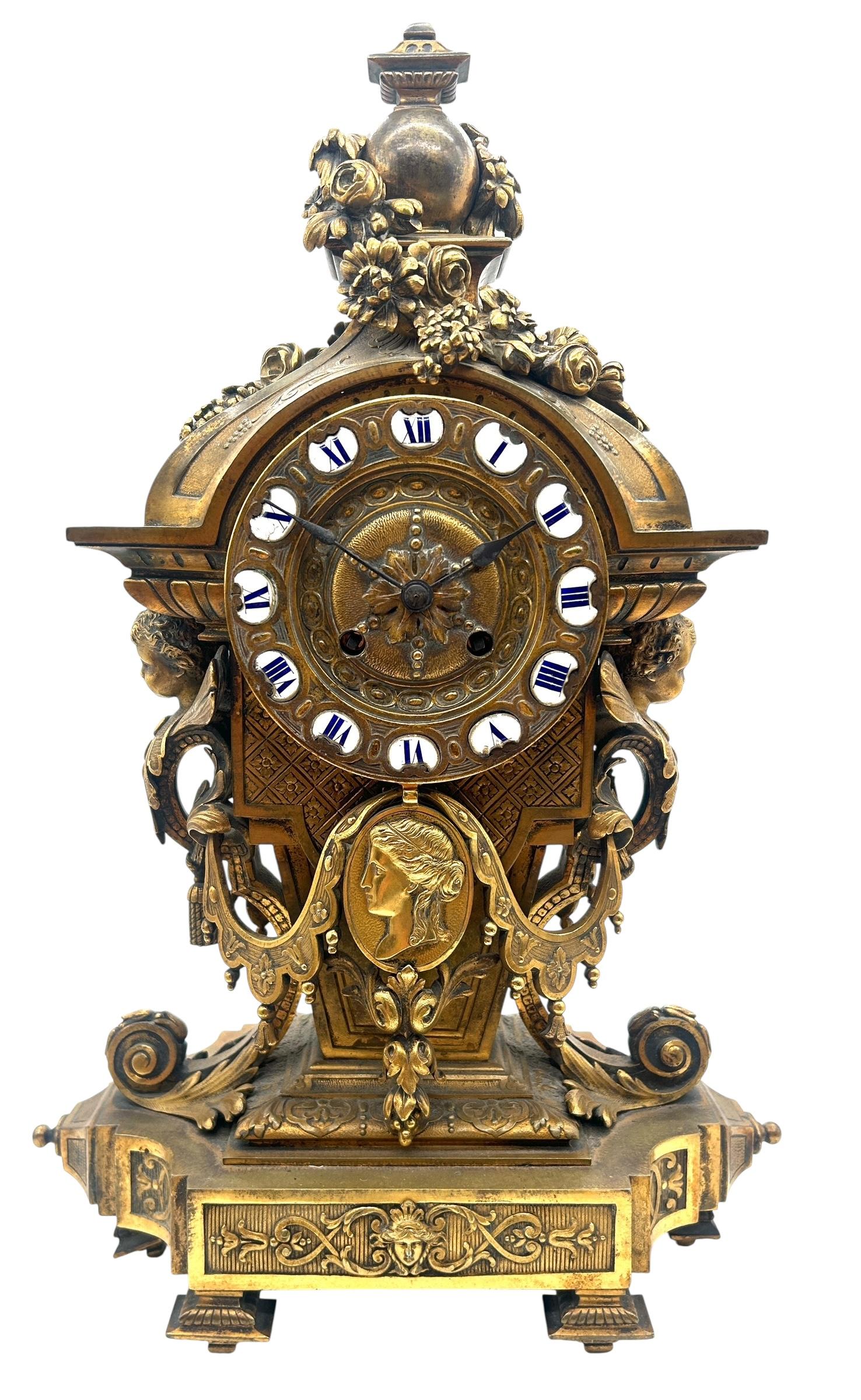 Solid Bronze Ormolu French Victorian Sevres 8-day Mantel Clock ca.1860 (1 of 15) Solid Bronze Ormolu French Victorian Sevres 8-day Mantel Clock ca.1860 (1 of 15)