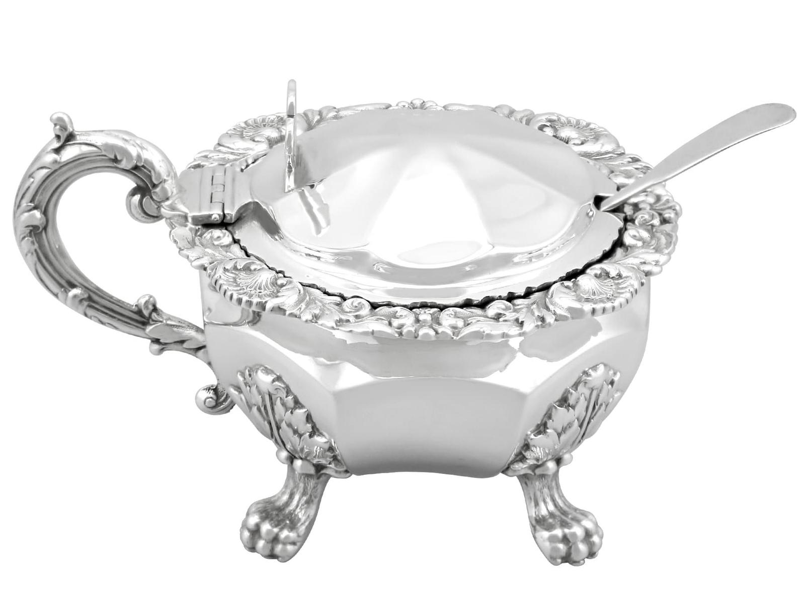 Antique Victorian Sterling Silver Regency Style Mustard Pot 1840 (1 of 13)