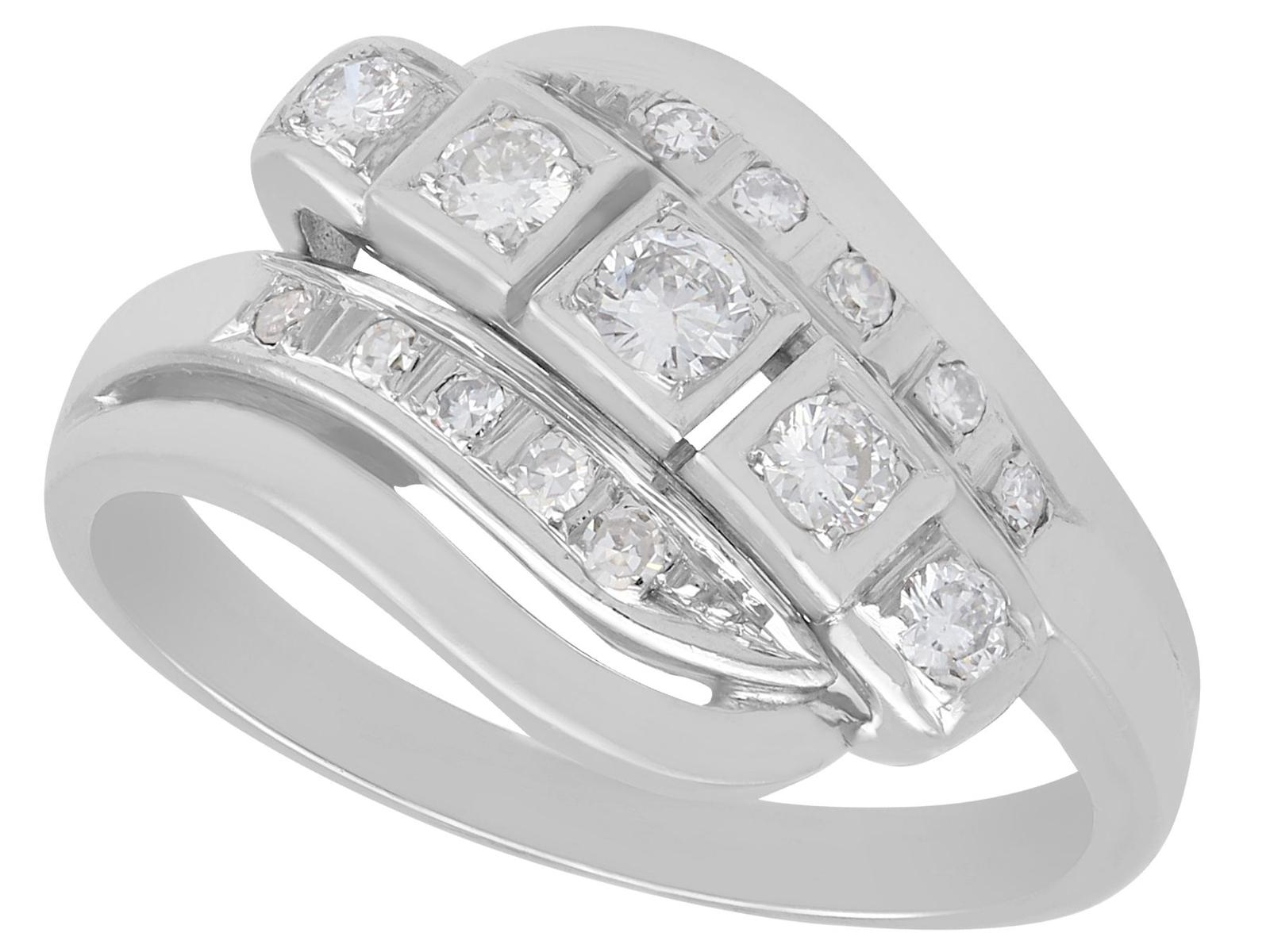 Vintage 0.75ct Diamond & 14ct White Gold Dress Ring c.1950 (1 of 9)