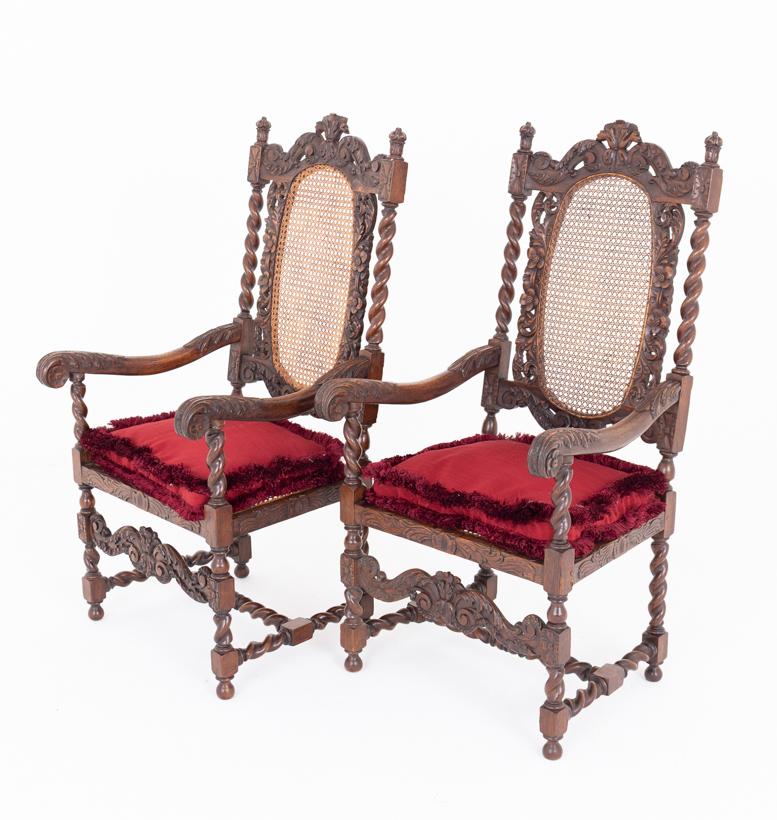 Pair of Cromwellian Style Oak Armchairs (1 of 13) Pair of Cromwellian Style Oak Armchairs (1 of 13)