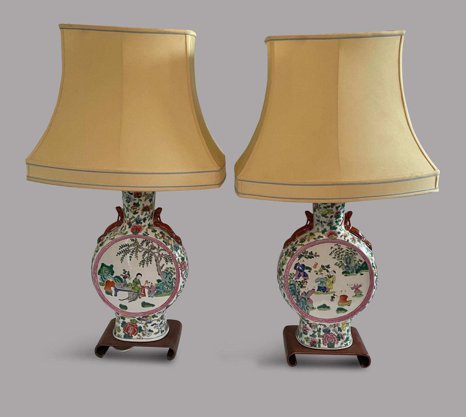 Large Pair of Famille Vase Lamps (1 of 6)