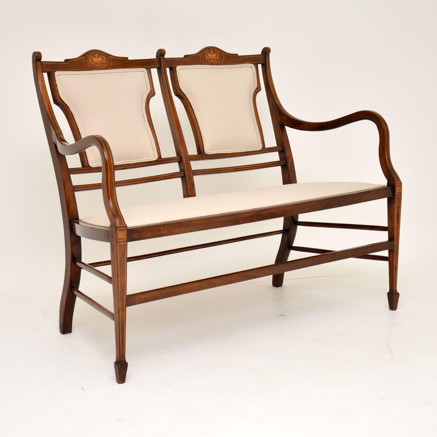 Antique Edwardian Inlaid Mahogany Settee (1 of 11) Antique Edwardian Inlaid Mahogany Settee (1 of 11)
